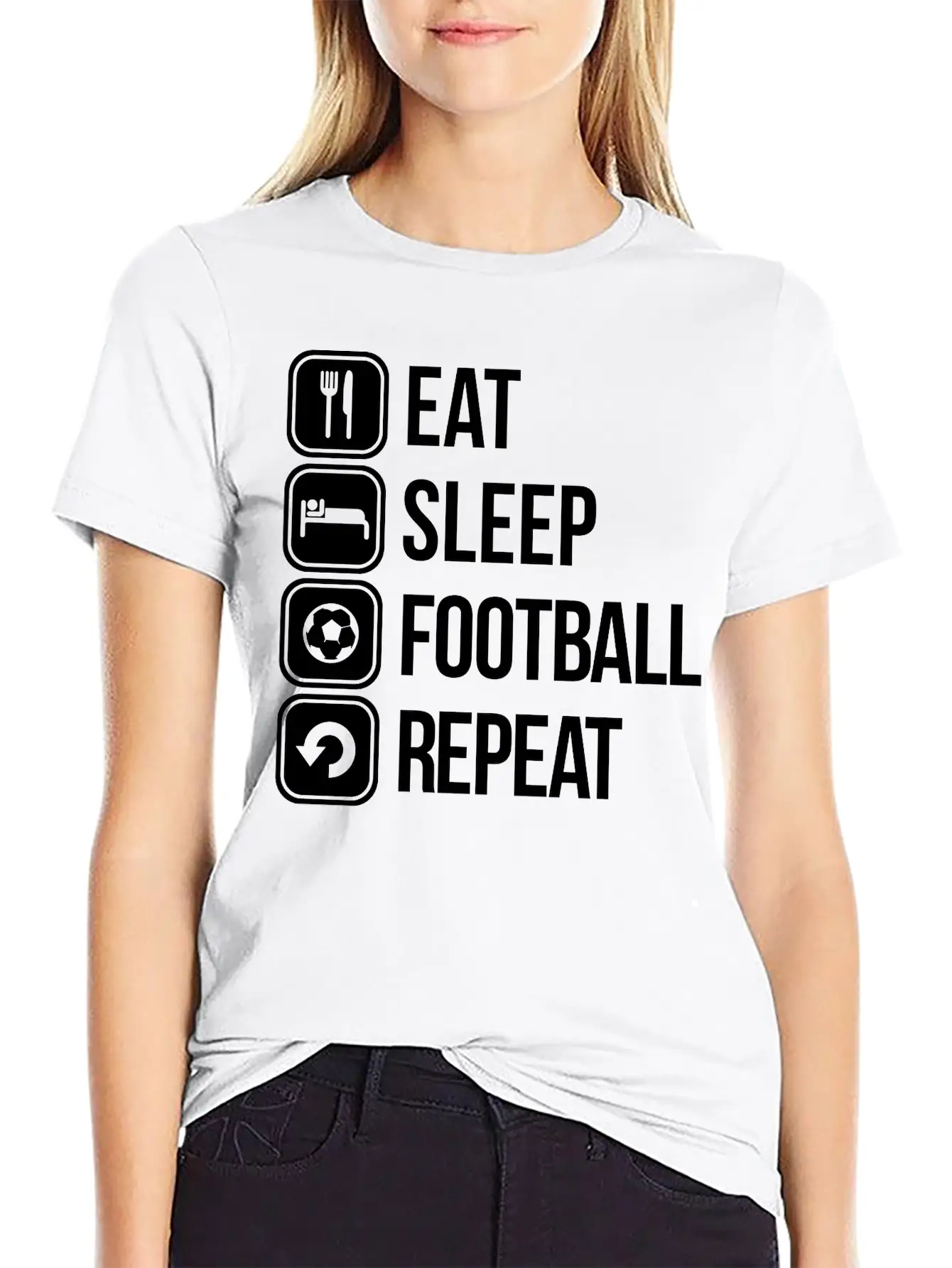Eat Sleep Football Repeat Stylish Everyday T-Shirt – Unisex Basic Cotton Tee