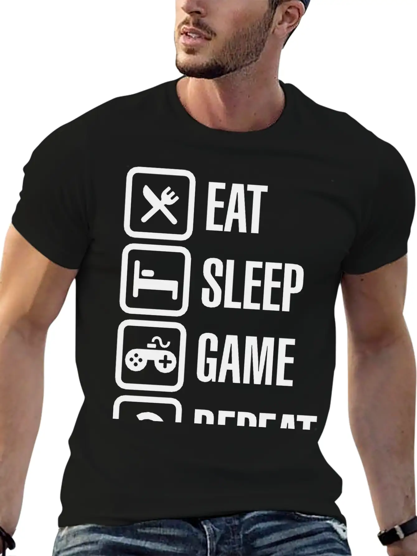 Eat Sleep Game Repeat Stylish Everyday T-Shirt – Unisex Basic Cotton Tee