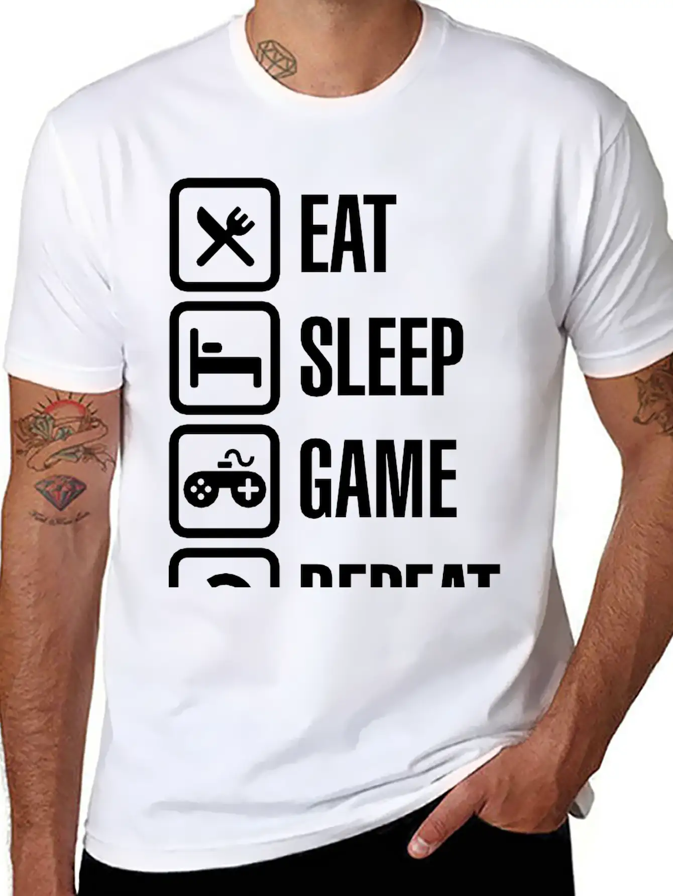 Eat Sleep Game Repeat Stylish Everyday T-Shirt – Unisex Basic Cotton Tee