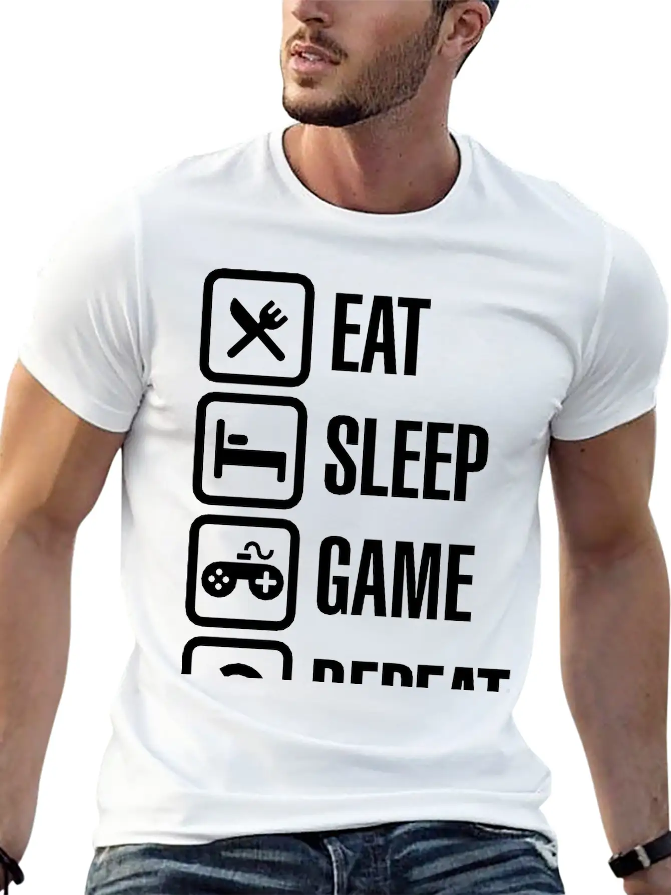 Eat Sleep Game Repeat Stylish Everyday T-Shirt – Unisex Basic Cotton Tee