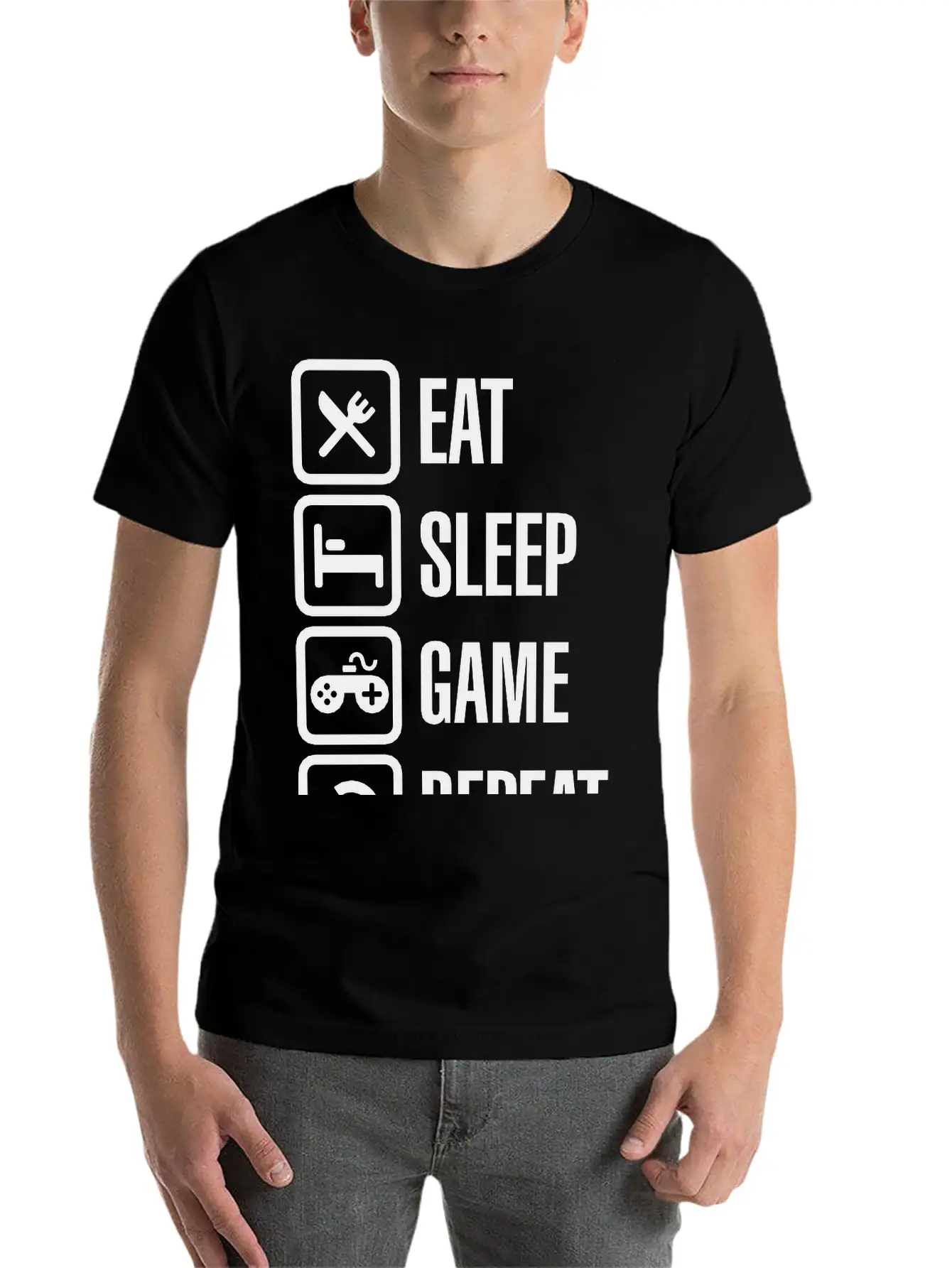 Eat Sleep Game Repeat Stylish Everyday T-Shirt – Unisex Basic Cotton Tee