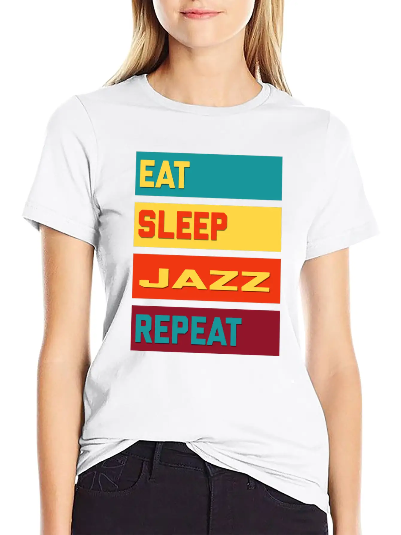 Eat Sleep Jazz Repeat Hipster Edition Unisex Short Sleeve Soft Cotton T-Shirt – Casual Everyday Wear