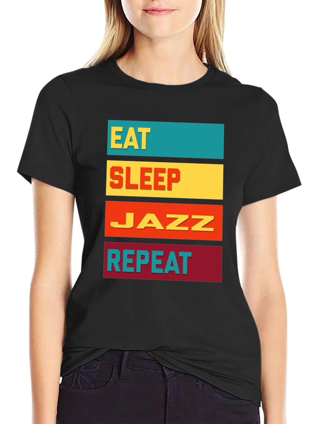 Eat Sleep Jazz Repeat Hipster Edition Unisex Short Sleeve Soft Cotton T-Shirt – Casual Everyday Wear