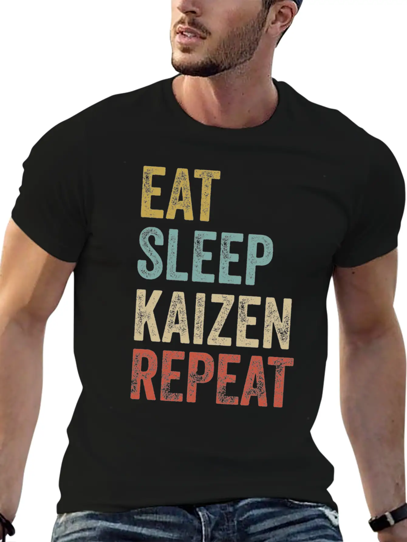 Eat Sleep Kaizen Repeat Clothes Funny Kaizen Basic Graphic T-Shirt – Daily Comfort In Soft Cotton