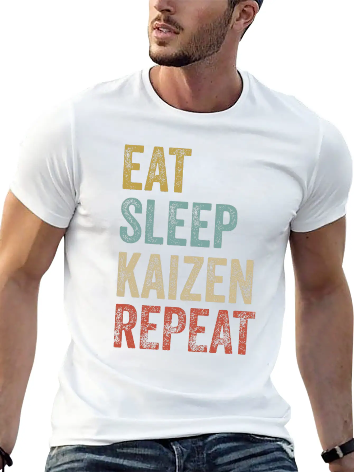 Eat Sleep Kaizen Repeat Clothes Funny Kaizen Basic Graphic T-Shirt – Daily Comfort In Soft Cotton
