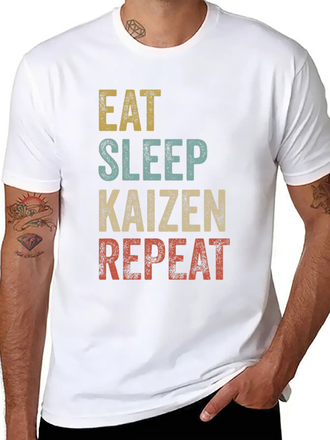 Eat Sleep Kaizen Repeat Clothes Funny Kaizen Basic Graphic T-Shirt – Daily Comfort In Soft Cotton