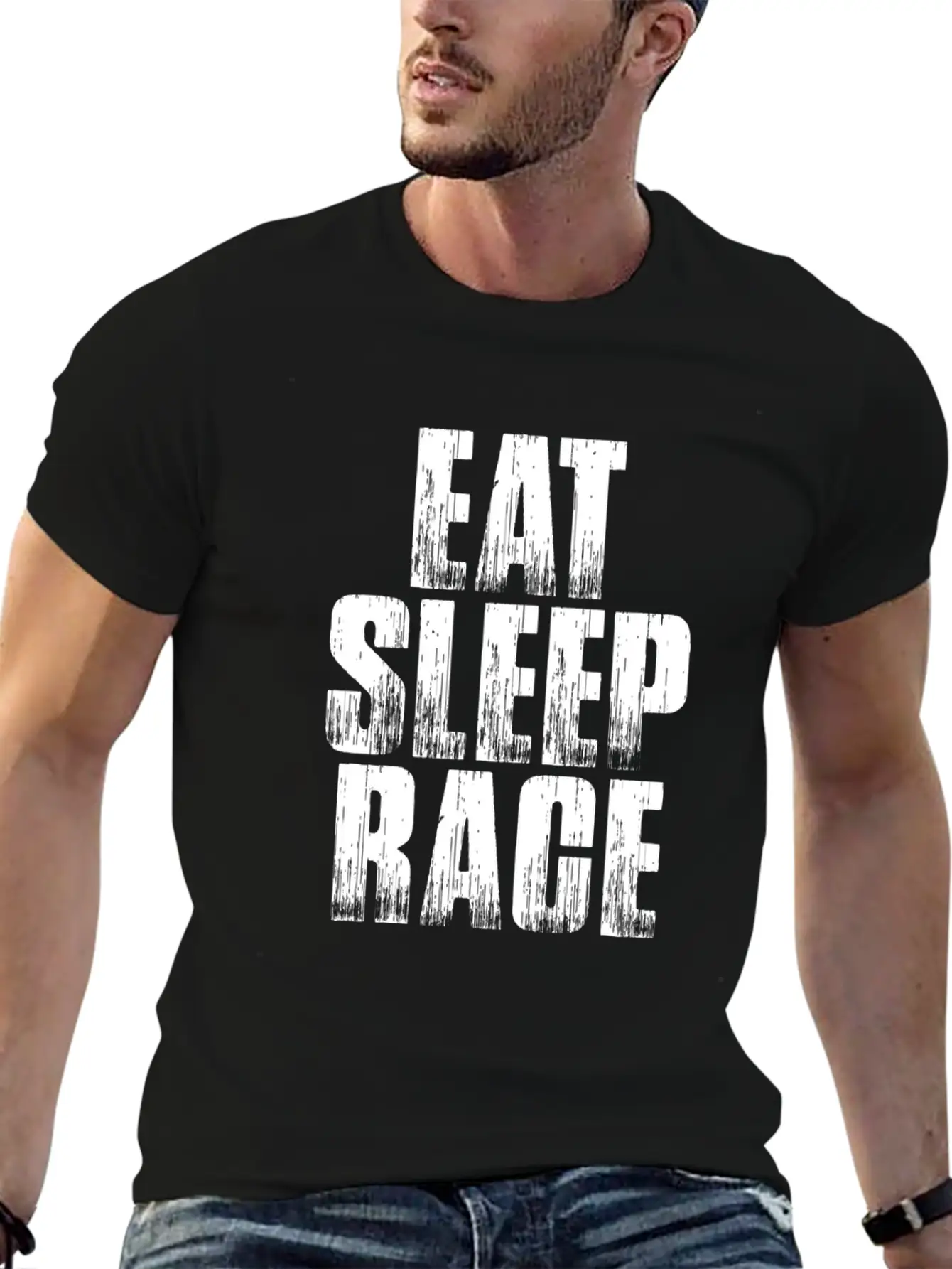 EAT SLEEP RACE Comfortable Minimalist Graphic Tee – Summer Style Essential