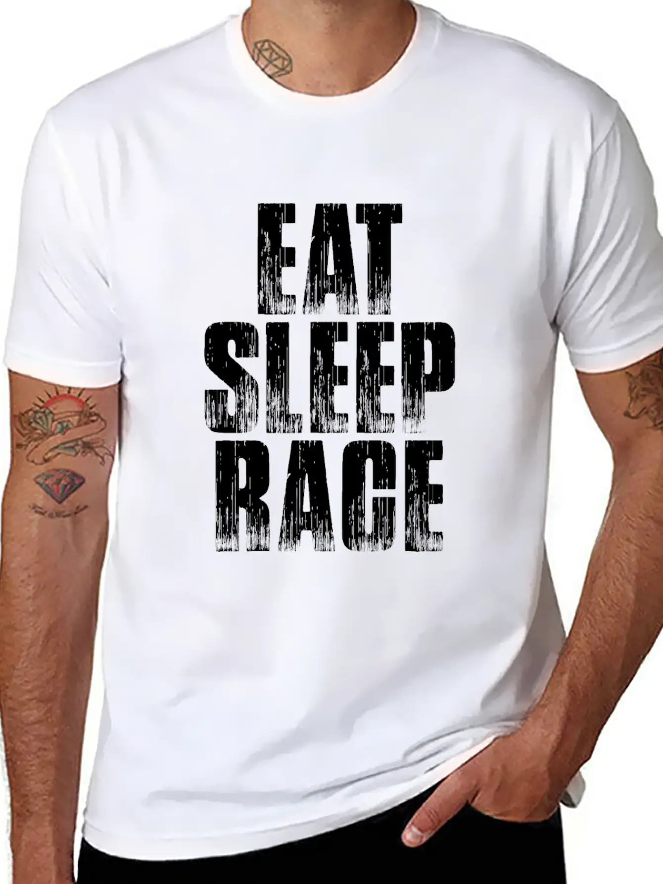 EAT SLEEP RACE Comfortable Minimalist Graphic Tee – Summer Style Essential