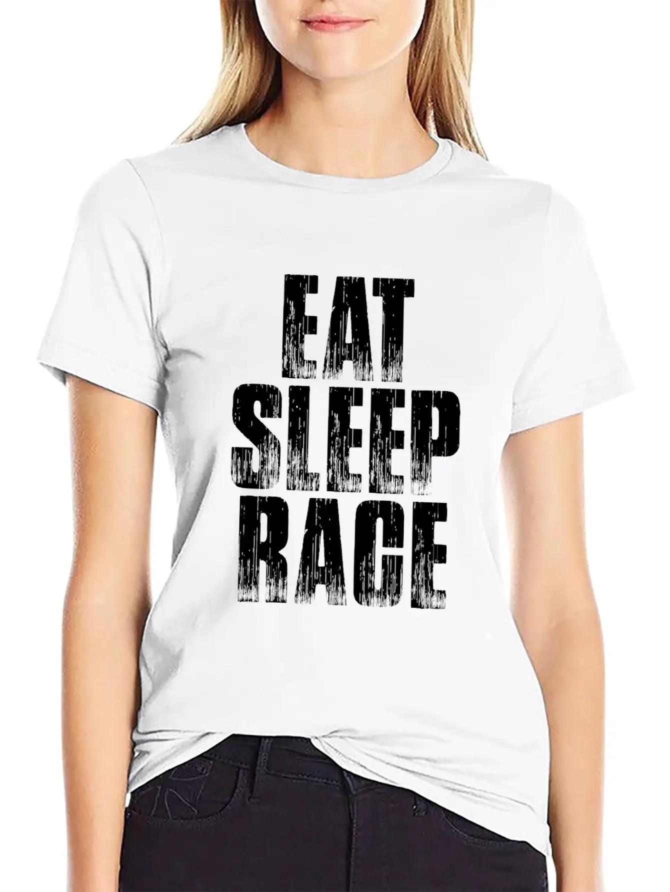EAT SLEEP RACE Comfortable Minimalist Graphic Tee – Summer Style Essential