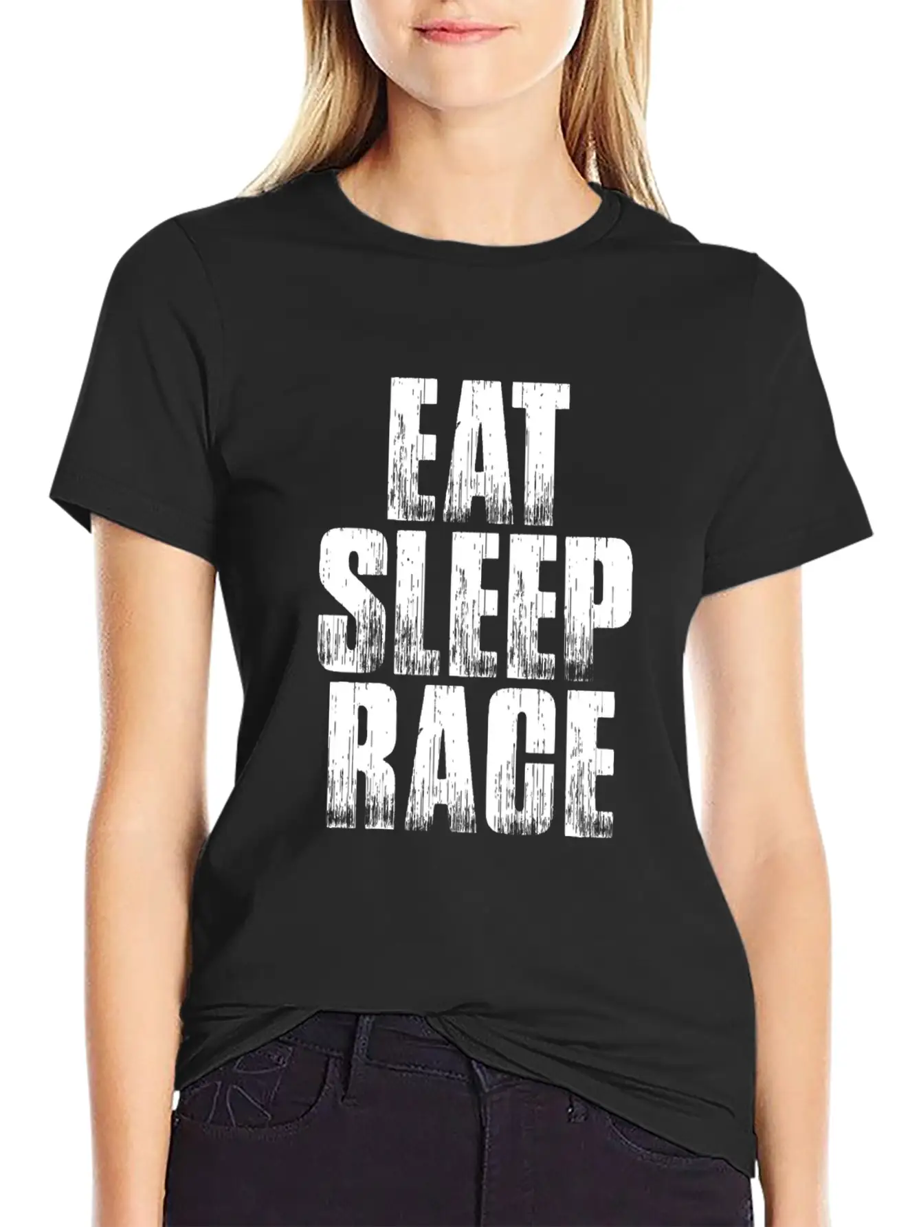 EAT SLEEP RACE Comfortable Minimalist Graphic Tee – Summer Style Essential
