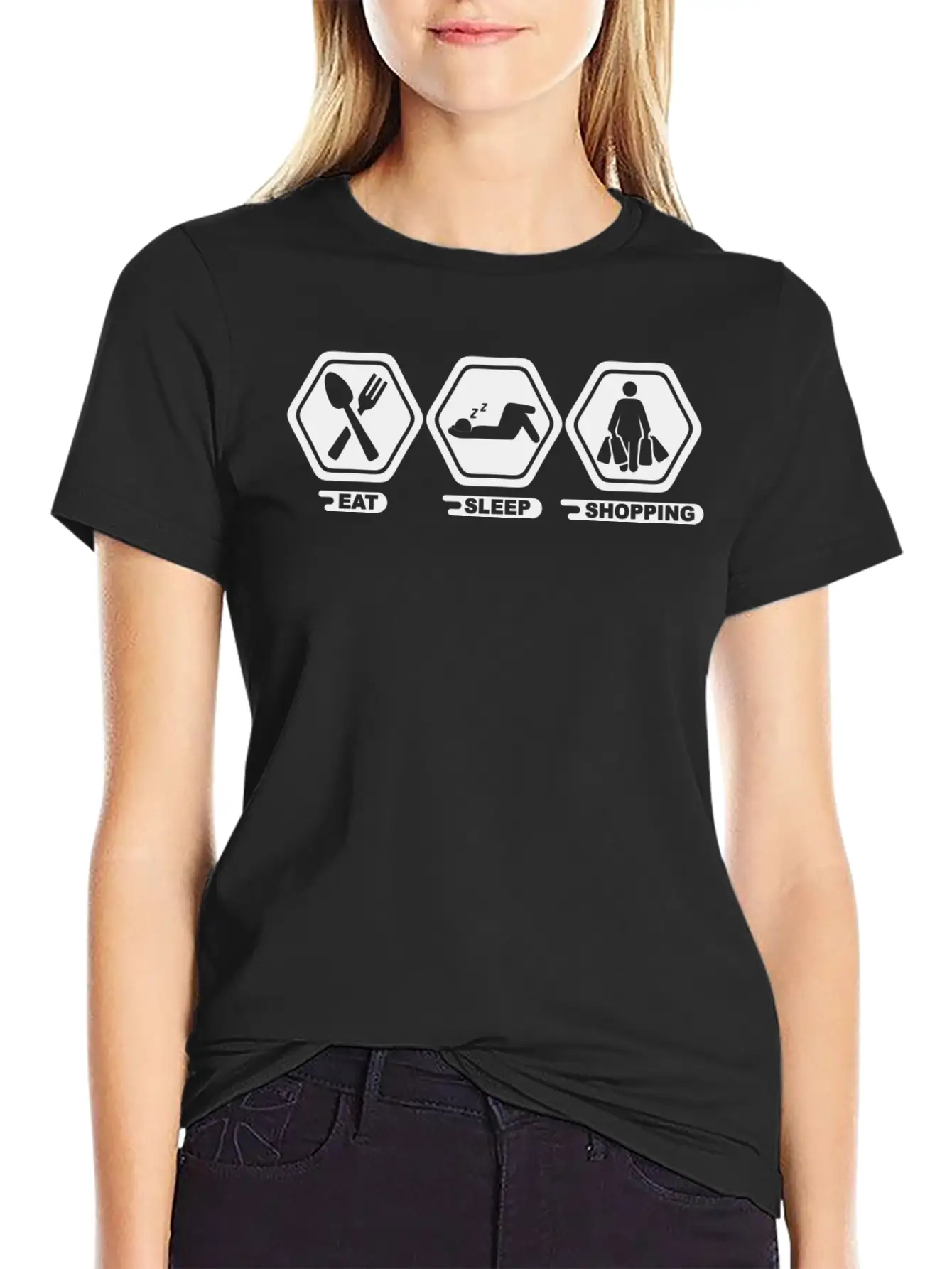 Eat Sleep Shopping Timeless Short Sleeve Tee – Comfy And Minimalist Design