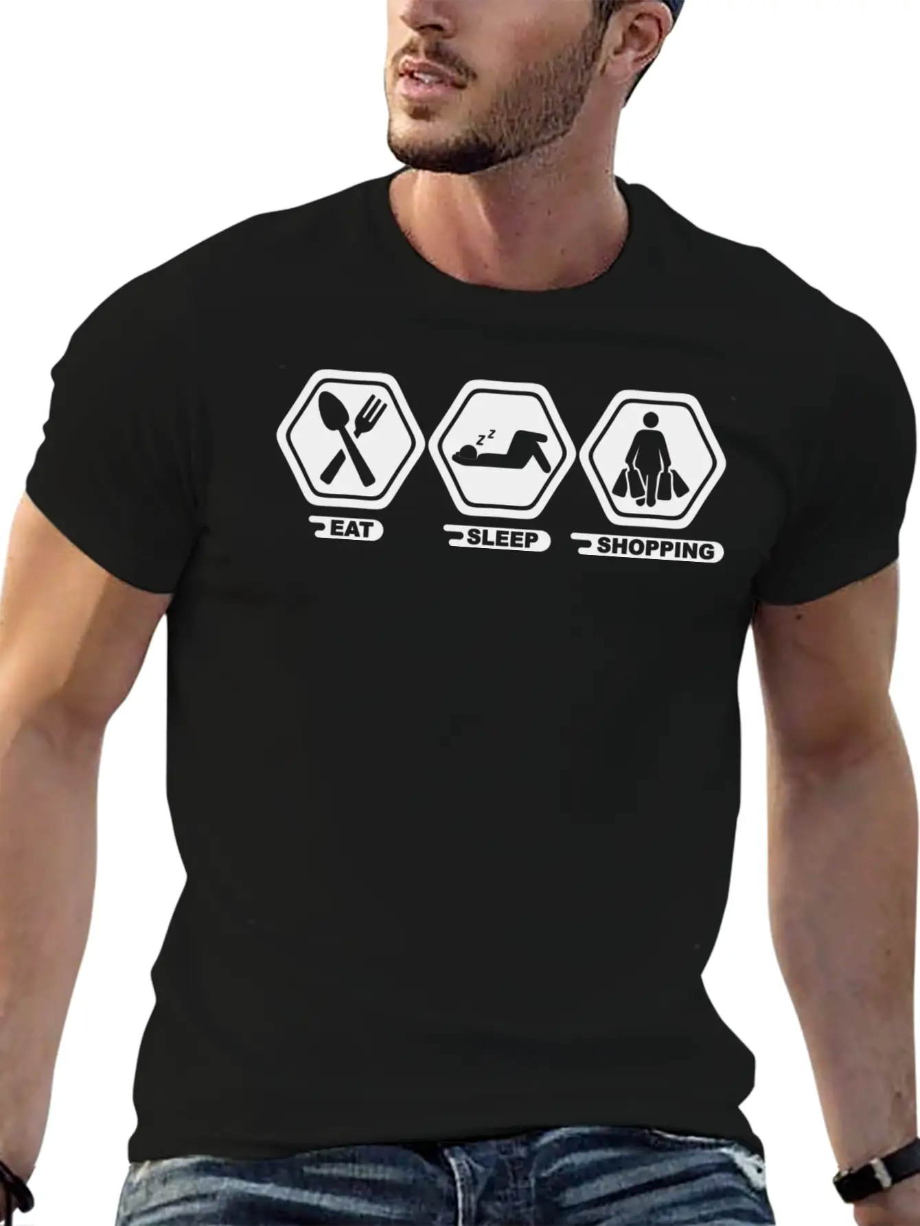 Eat Sleep Shopping Timeless Short Sleeve Tee – Comfy And Minimalist Design