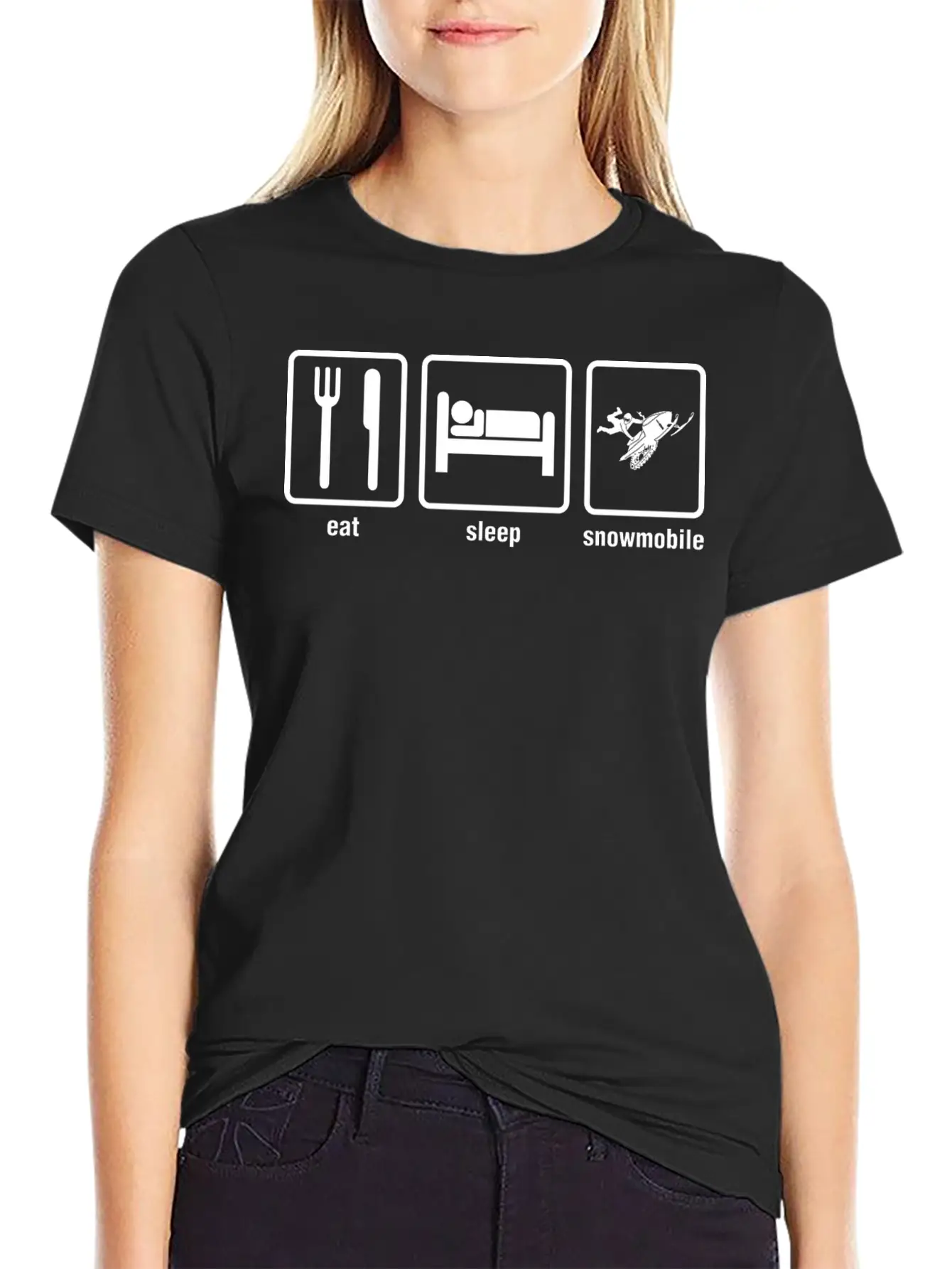Eat Sleep Snowmobile Stylish Everyday T-Shirt – Unisex Basic Cotton Tee