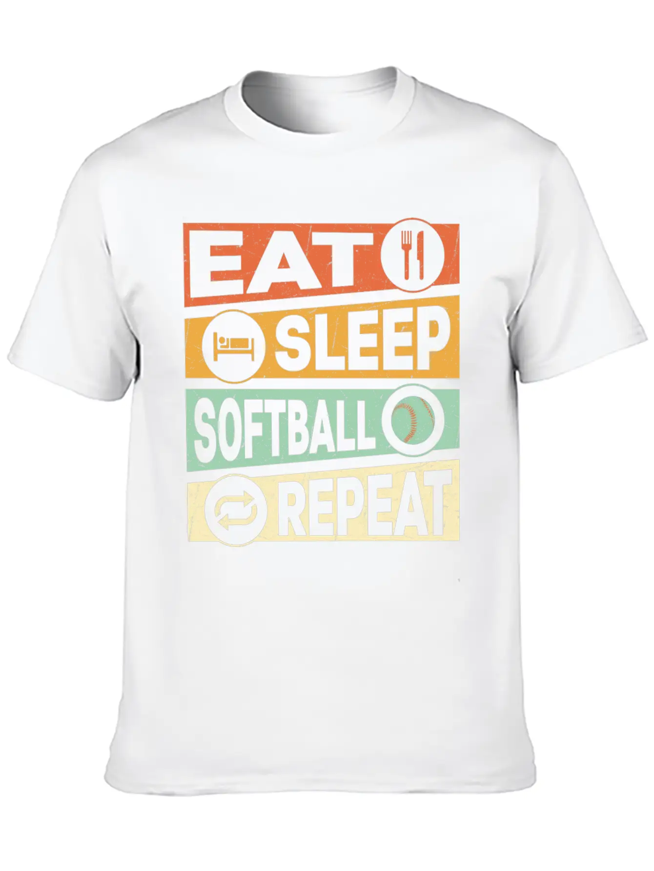 Eat Sleep Softball Repeat Baseball Team Unisex Short Sleeve Soft Cotton T-Shirt – Casual Everyday Wear