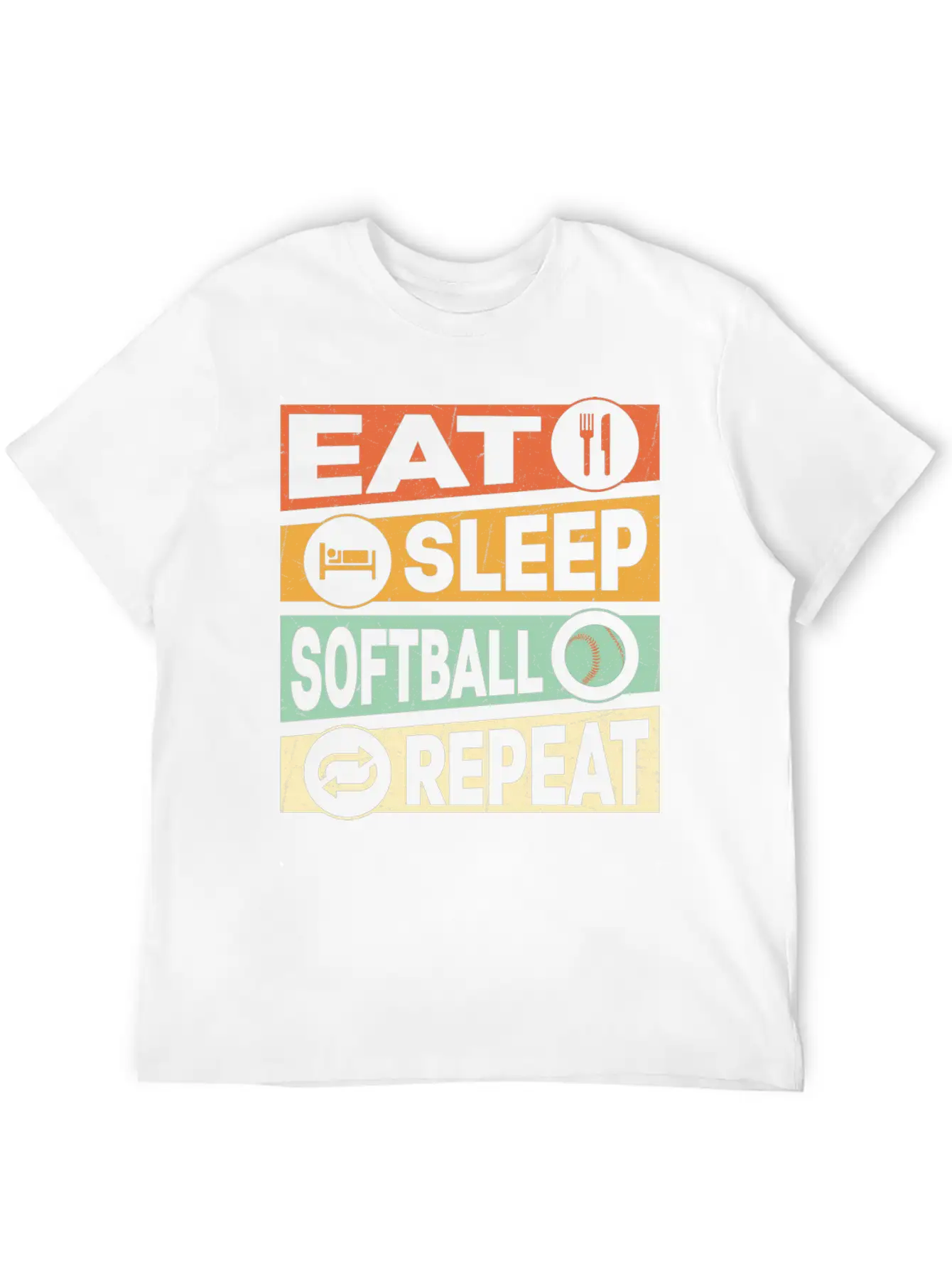 Eat Sleep Softball Repeat Baseball Team Unisex Short Sleeve Soft Cotton T-Shirt – Casual Everyday Wear