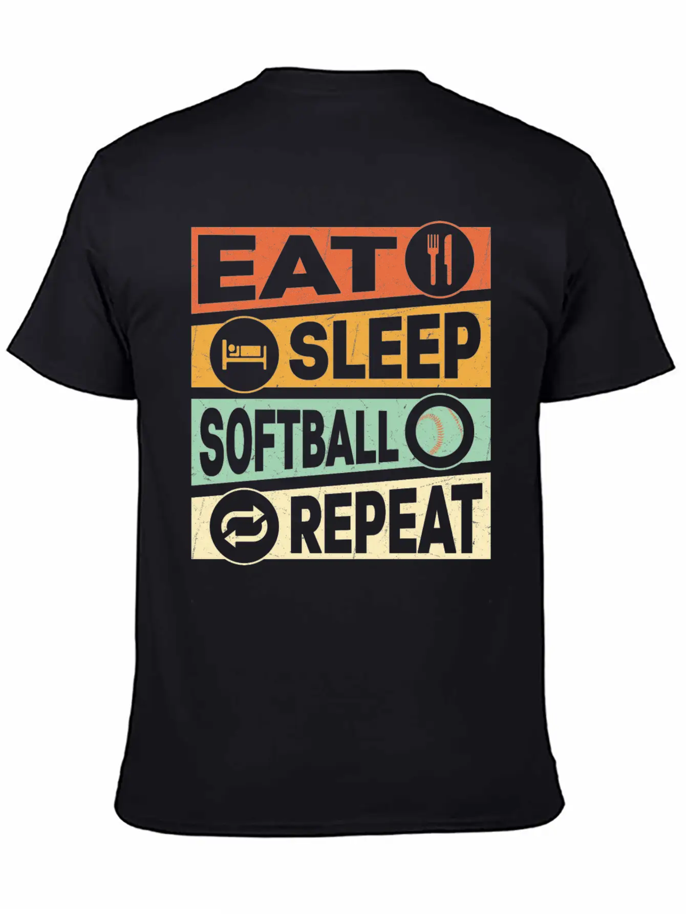 Eat Sleep Softball Repeat Baseball Team Unisex Short Sleeve Soft Cotton T-Shirt – Casual Everyday Wear