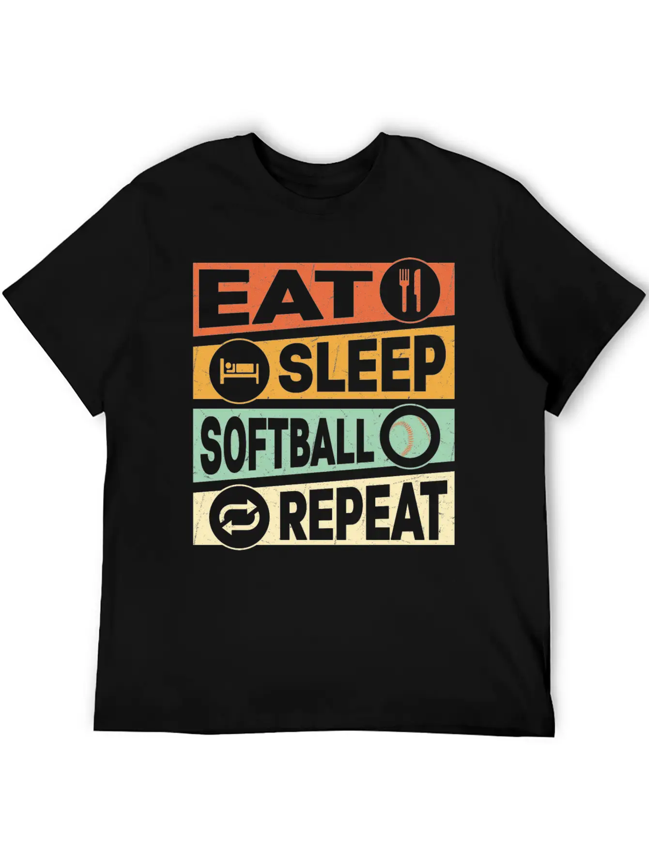 Eat Sleep Softball Repeat Baseball Team Unisex Short Sleeve Soft Cotton T-Shirt – Casual Everyday Wear
