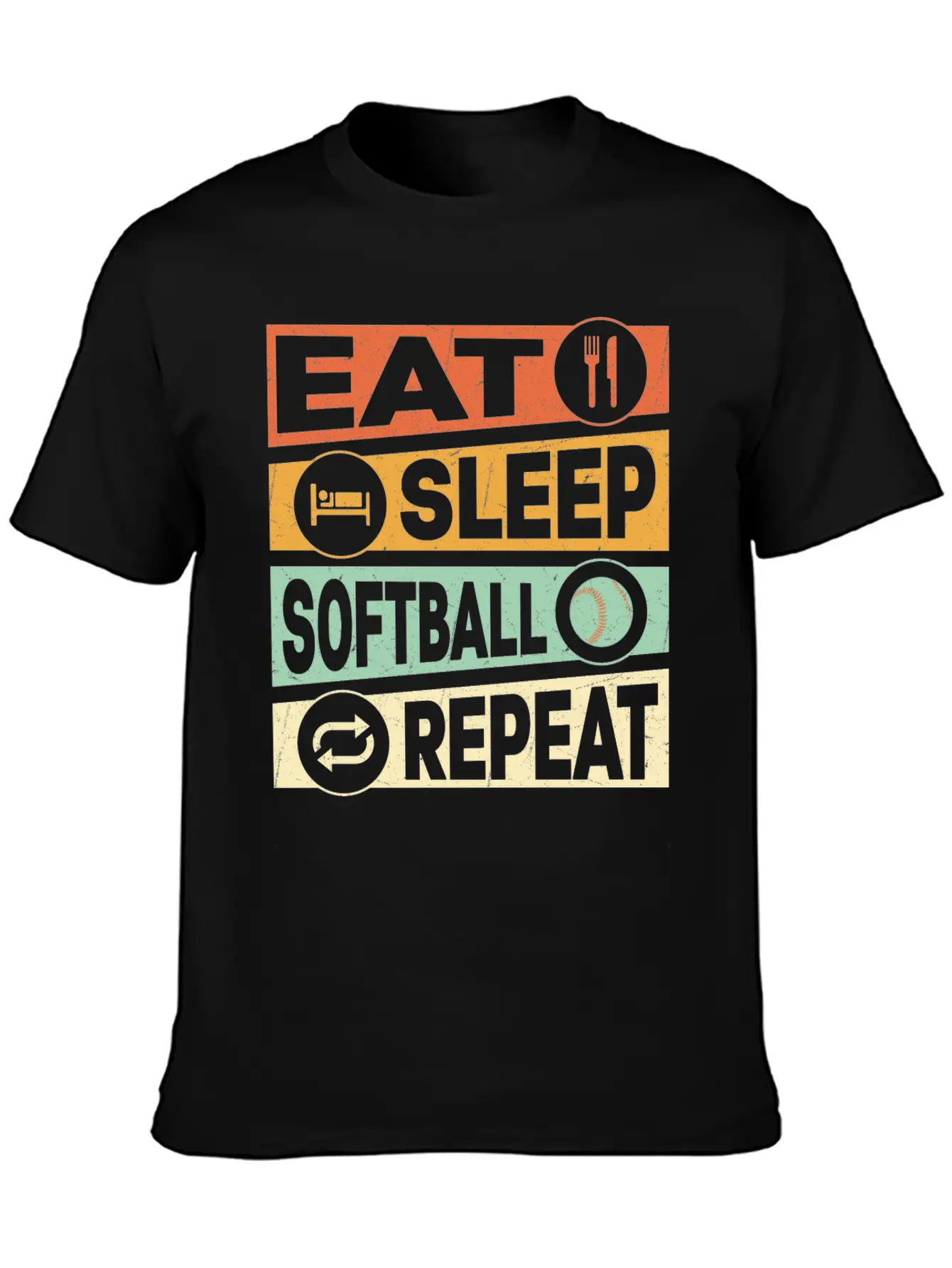 Eat Sleep Softball Repeat Baseball Team Unisex Short Sleeve Soft Cotton T-Shirt – Casual Everyday Wear