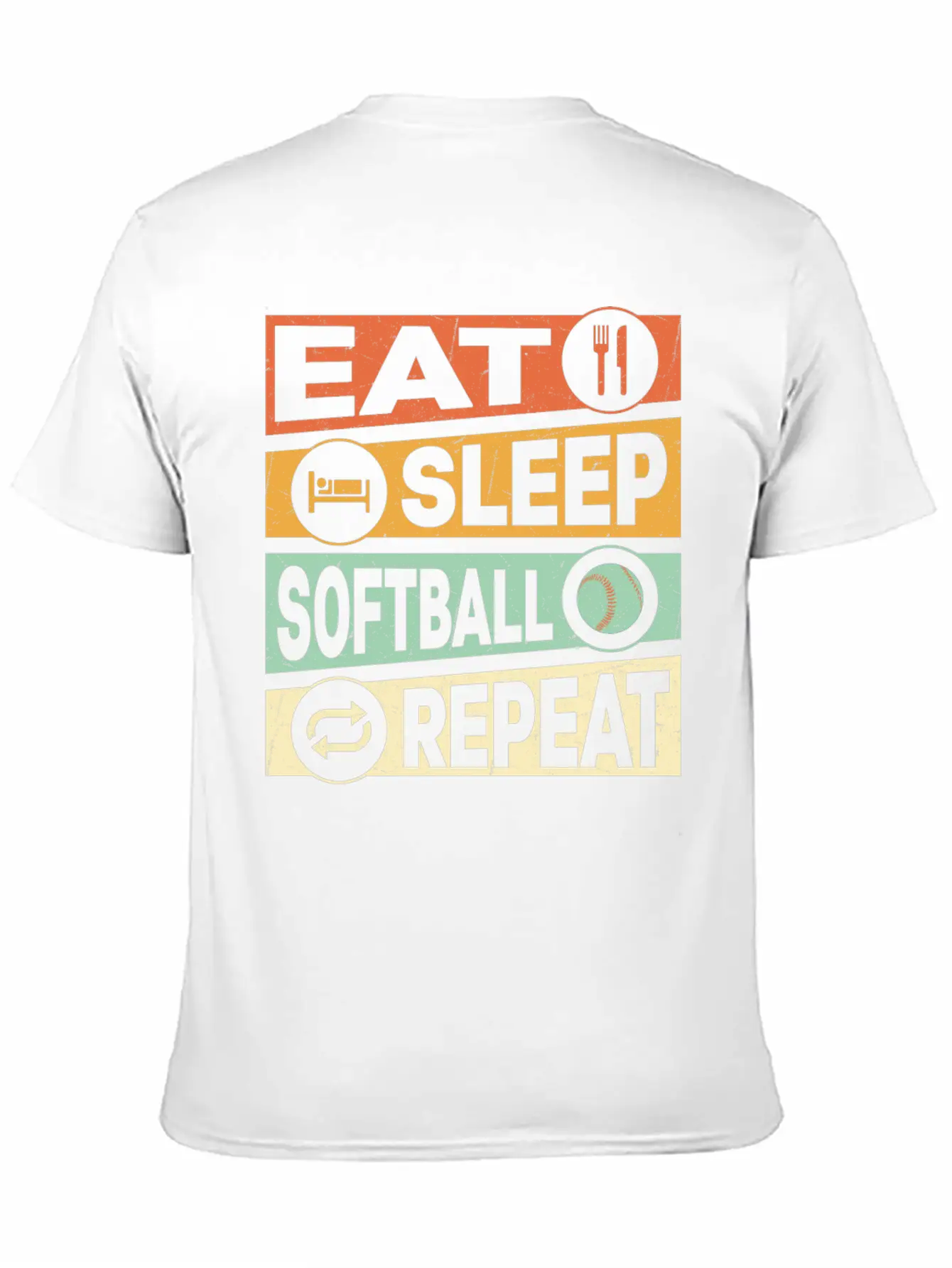Eat Sleep Softball Repeat Baseball Team Unisex Short Sleeve Soft Cotton T-Shirt – Casual Everyday Wear