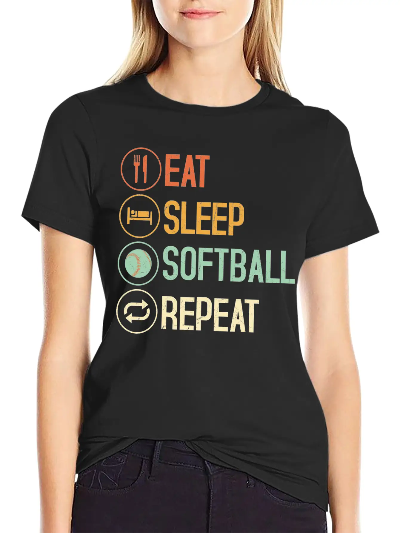 Eat Sleep Softball Repeat Team Baseball Timeless Short Sleeve Tee – Comfy And Minimalist Design