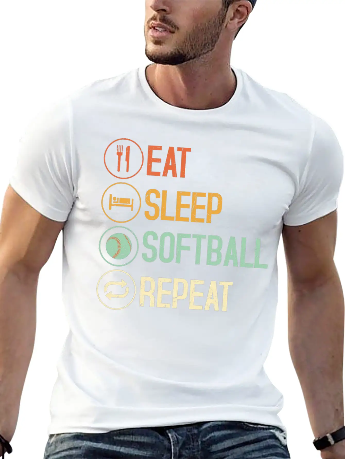 Eat Sleep Softball Repeat Team Baseball Timeless Short Sleeve Tee – Comfy And Minimalist Design