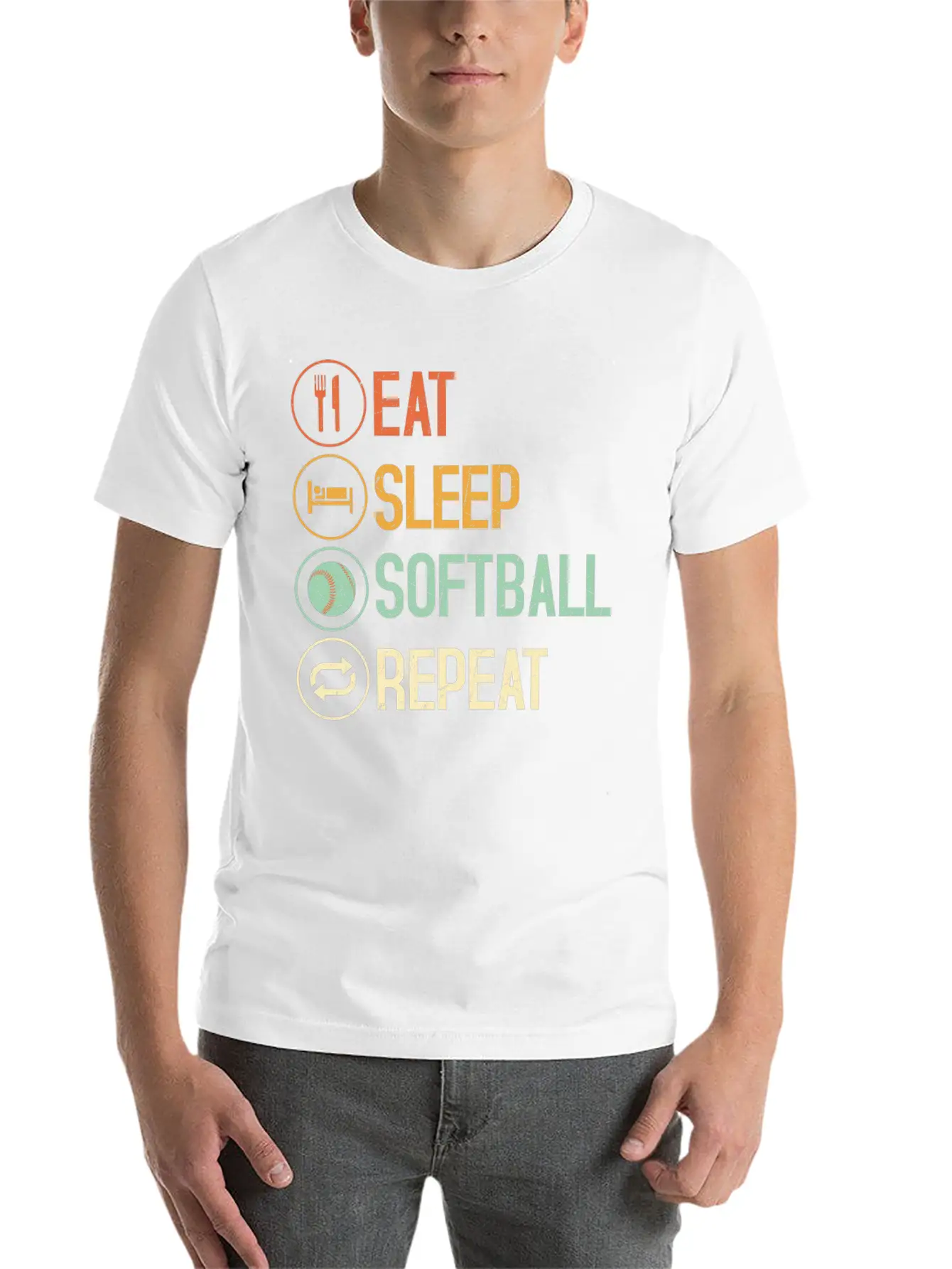 Eat Sleep Softball Repeat Team Baseball Timeless Short Sleeve Tee – Comfy And Minimalist Design
