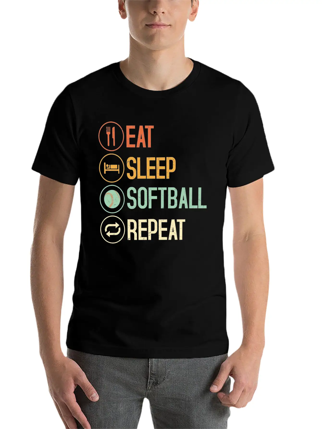 Eat Sleep Softball Repeat Team Baseball Timeless Short Sleeve Tee – Comfy And Minimalist Design