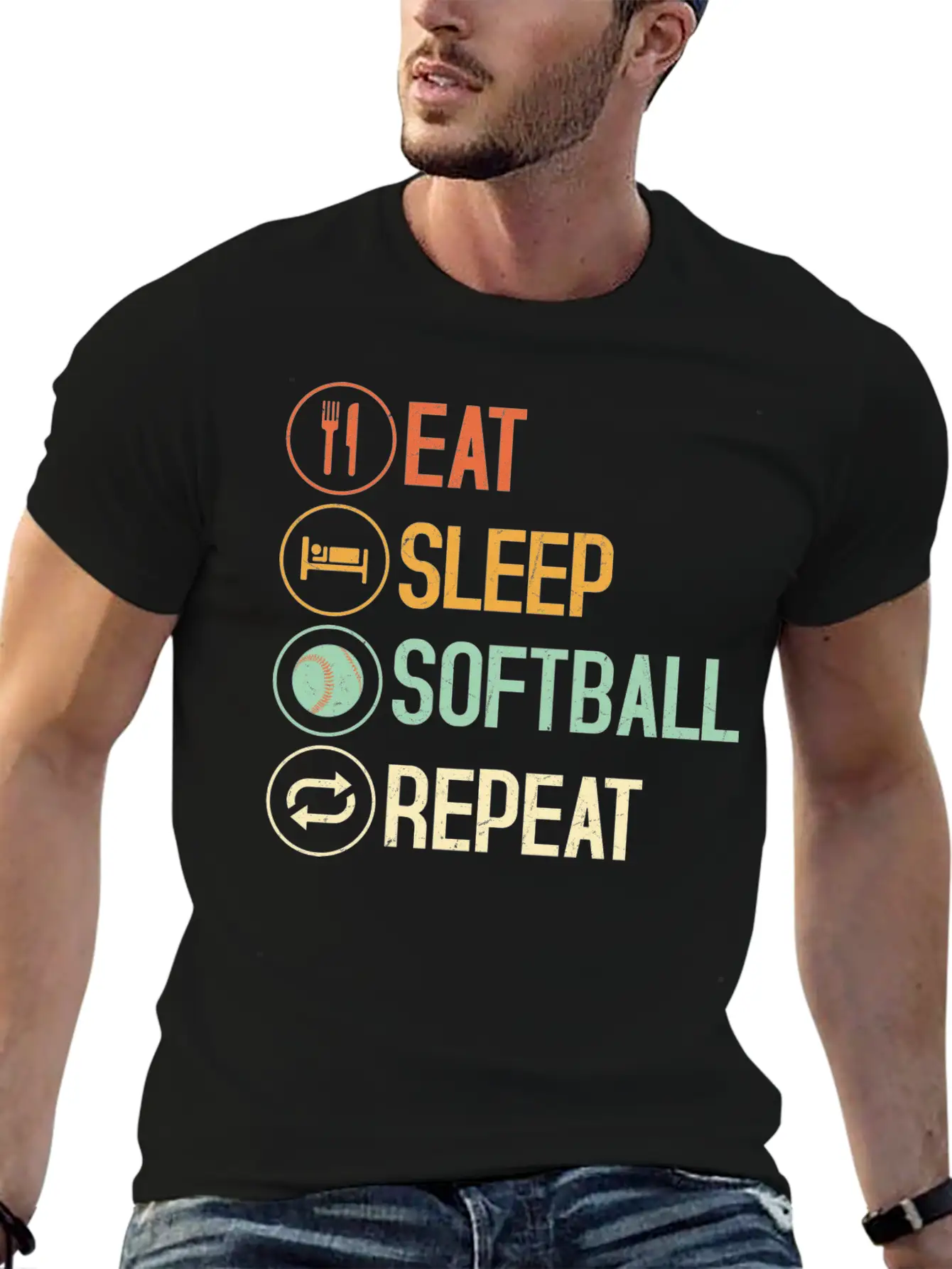 Eat Sleep Softball Repeat Team Baseball Timeless Short Sleeve Tee – Comfy And Minimalist Design