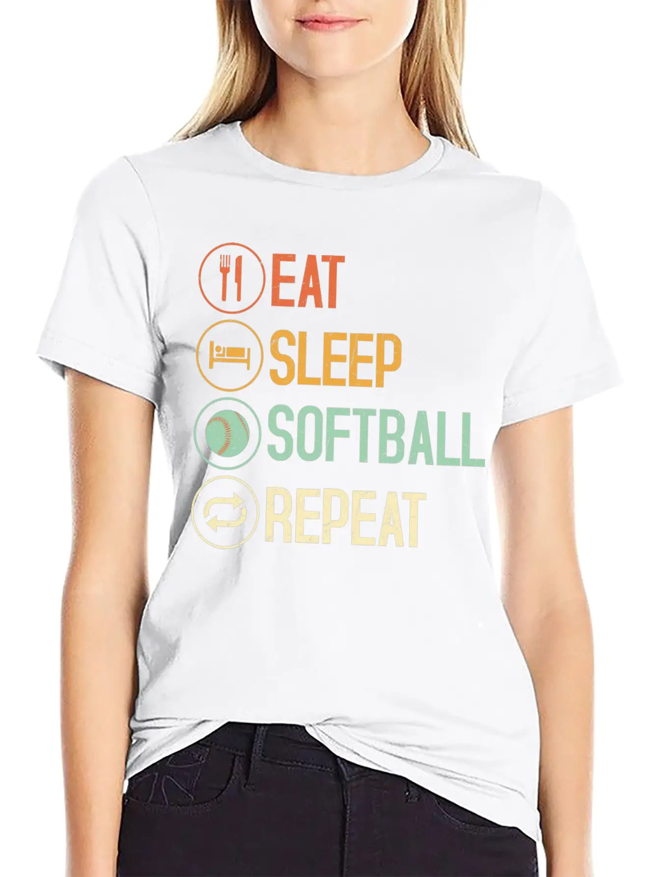 Eat Sleep Softball Repeat Team Baseball Timeless Short Sleeve Tee – Comfy And Minimalist Design