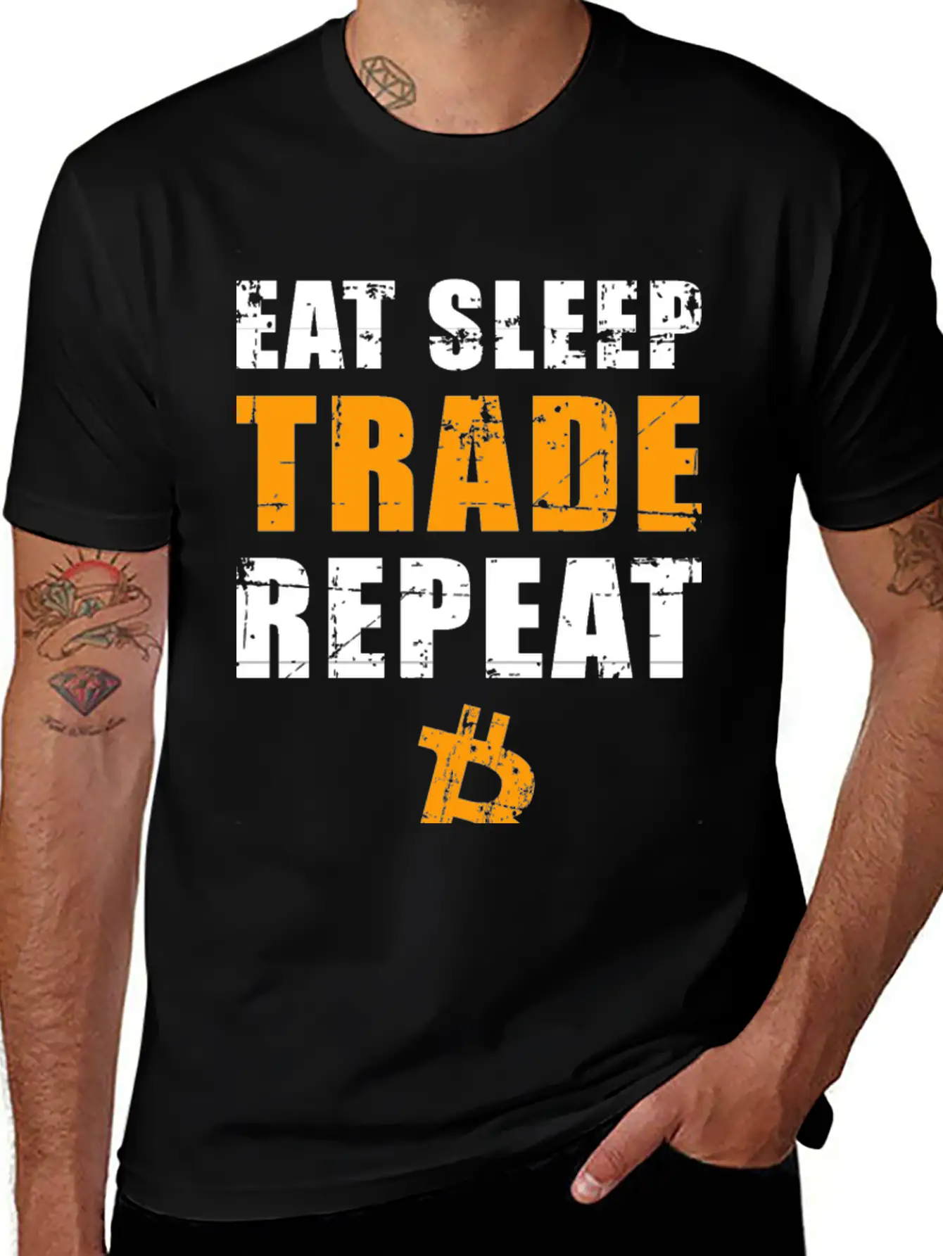EAT SLEEP TRADE REPEAT Bitcoin Trader Comfortable Minimalist Graphic Tee – Summer Style Essential