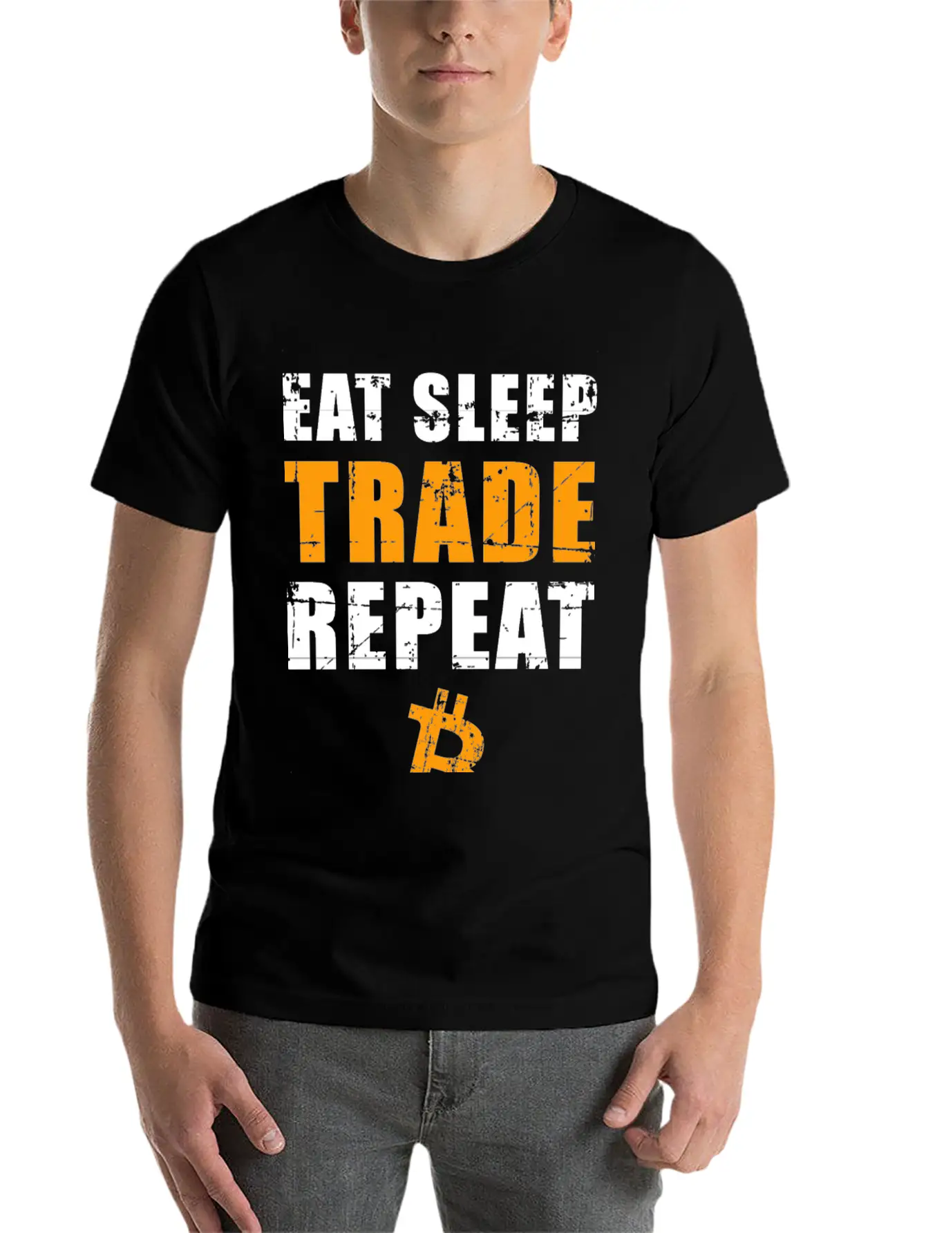 EAT SLEEP TRADE REPEAT Bitcoin Trader Comfortable Minimalist Graphic Tee – Summer Style Essential