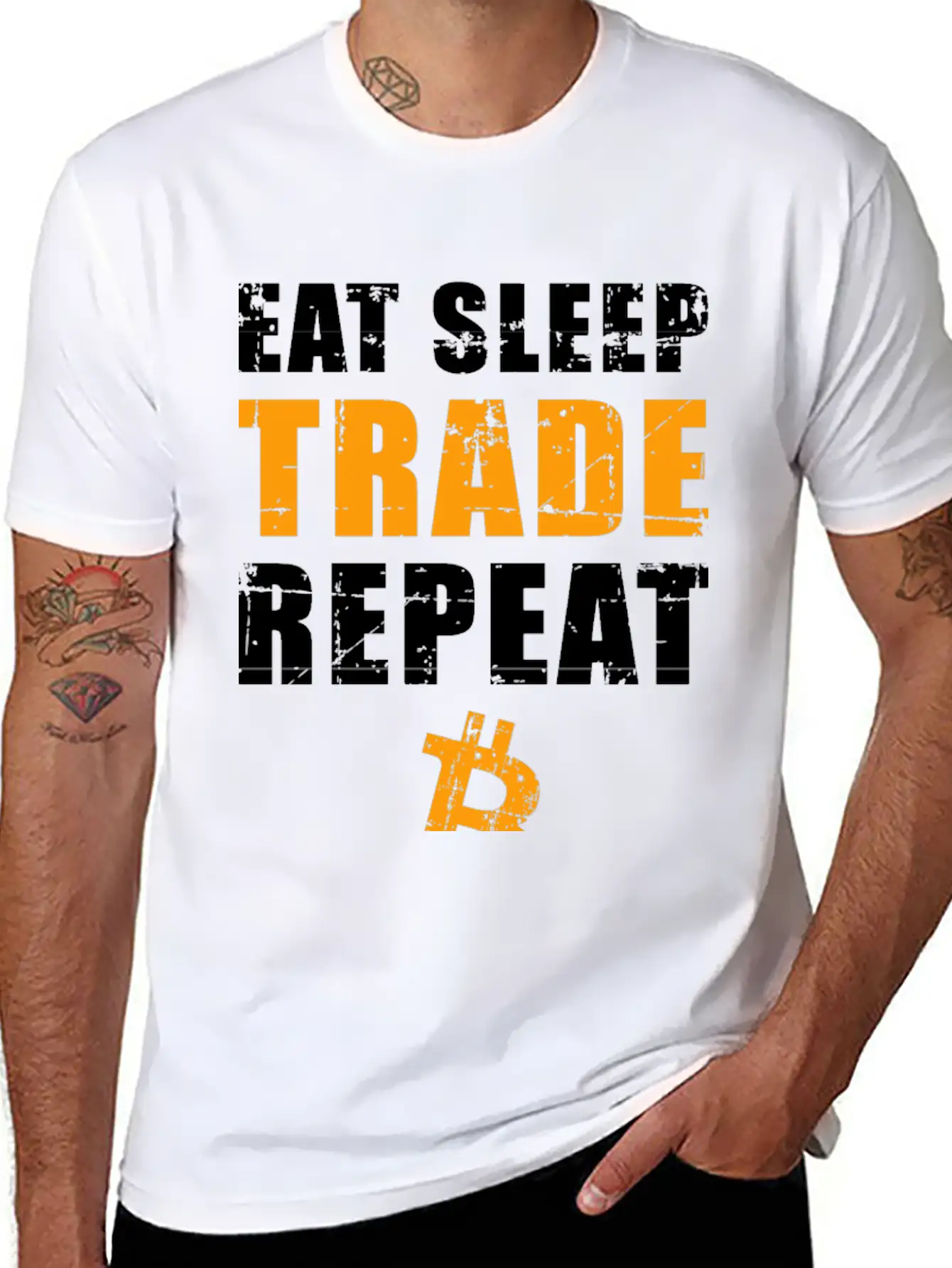 EAT SLEEP TRADE REPEAT Bitcoin Trader Comfortable Minimalist Graphic Tee – Summer Style Essential