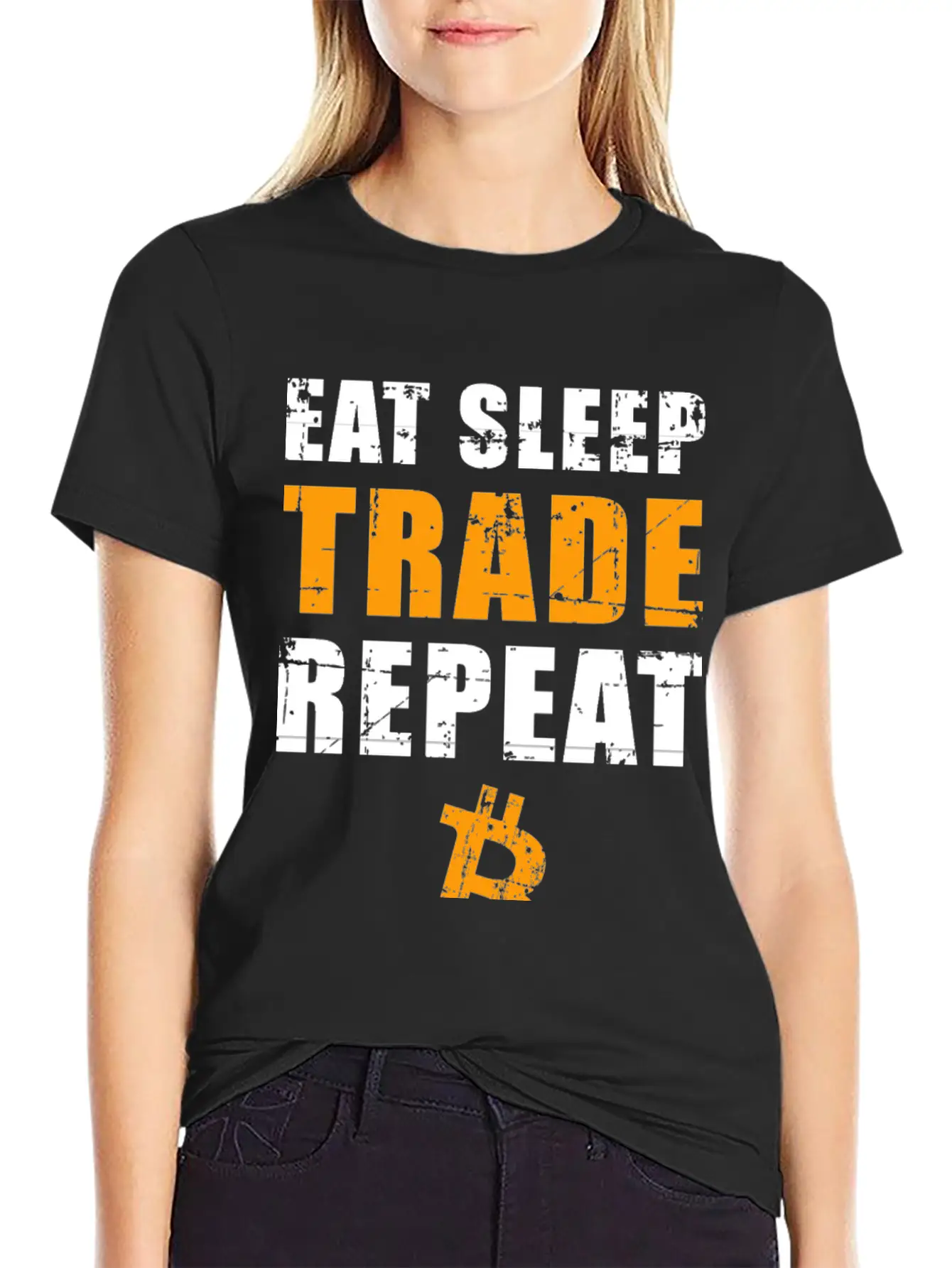 EAT SLEEP TRADE REPEAT Bitcoin Trader Comfortable Minimalist Graphic Tee – Summer Style Essential