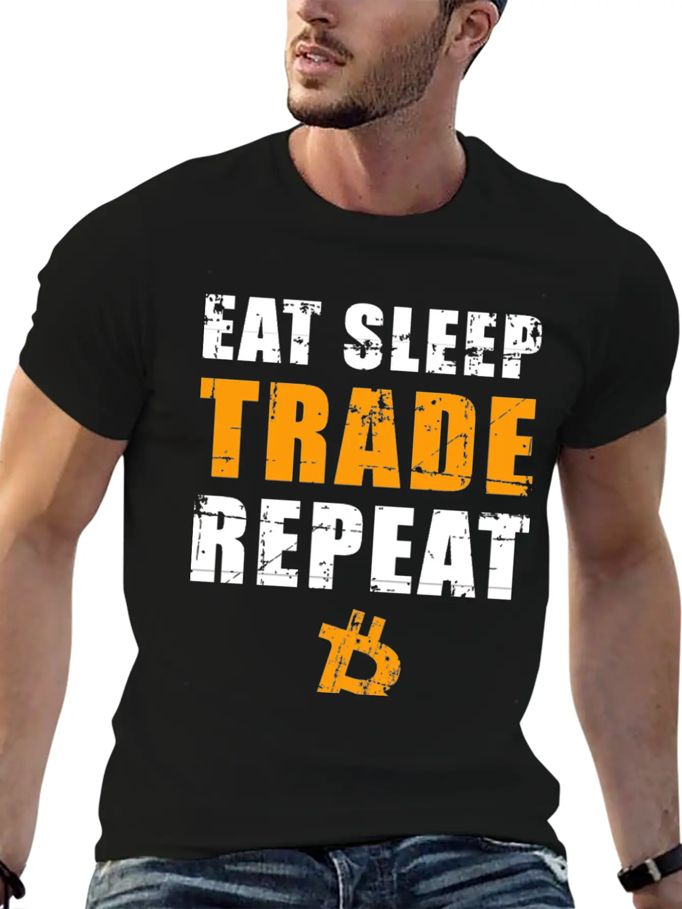 EAT SLEEP TRADE REPEAT Bitcoin Trader Comfortable Minimalist Graphic Tee – Summer Style Essential
