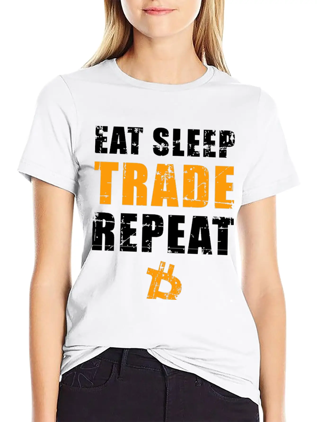 EAT SLEEP TRADE REPEAT Bitcoin Trader Comfortable Minimalist Graphic Tee – Summer Style Essential