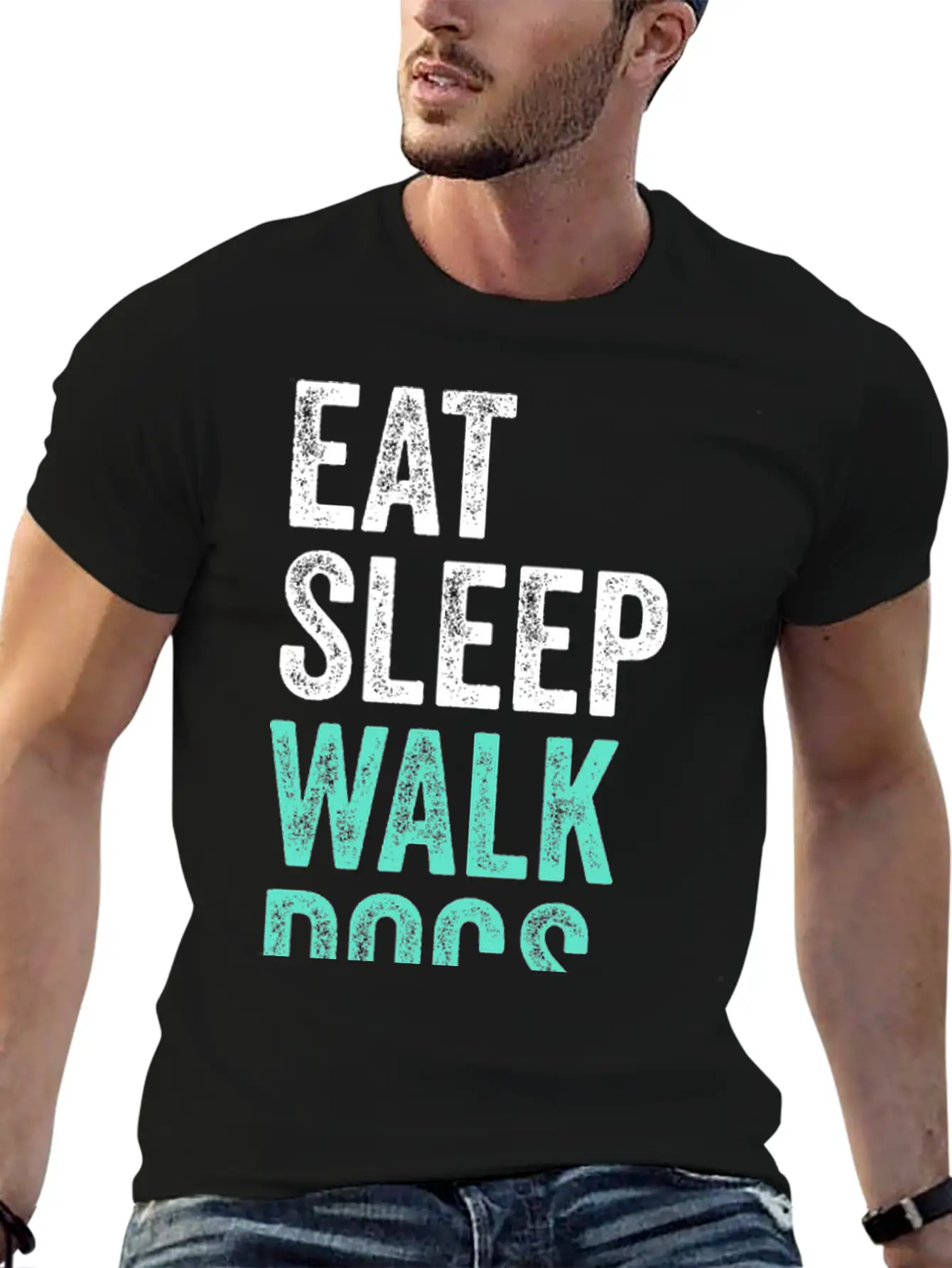 Eat Sleep Walk Dogs Dog Walking Dog Lover Unisex Short Sleeve Soft Cotton T-Shirt – Casual Everyday Wear