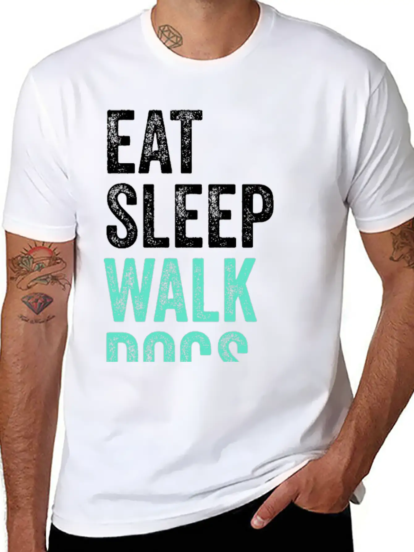 Eat Sleep Walk Dogs Dog Walking Dog Lover Unisex Short Sleeve Soft Cotton T-Shirt – Casual Everyday Wear