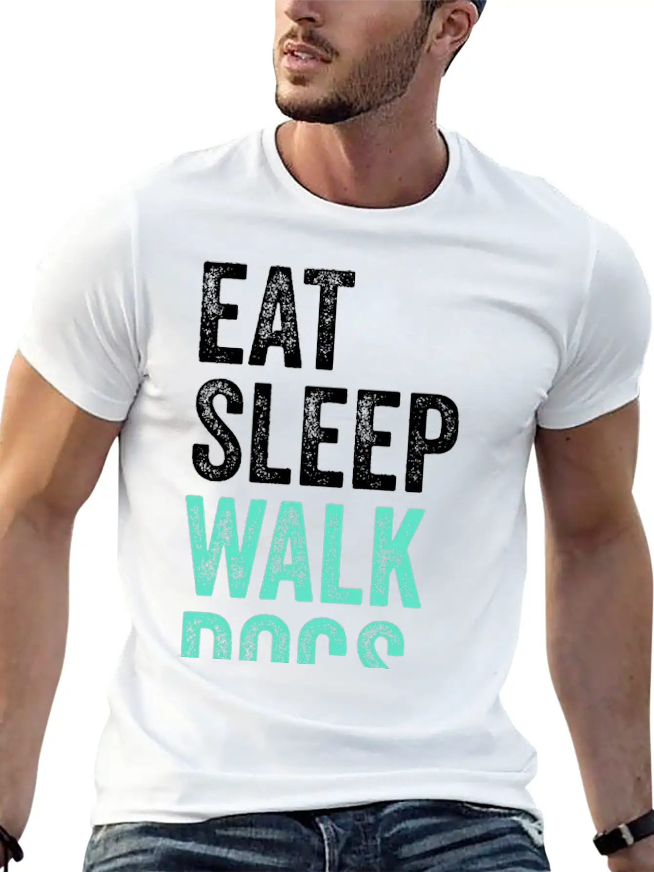 Eat Sleep Walk Dogs Dog Walking Dog Lover Unisex Short Sleeve Soft Cotton T-Shirt – Casual Everyday Wear