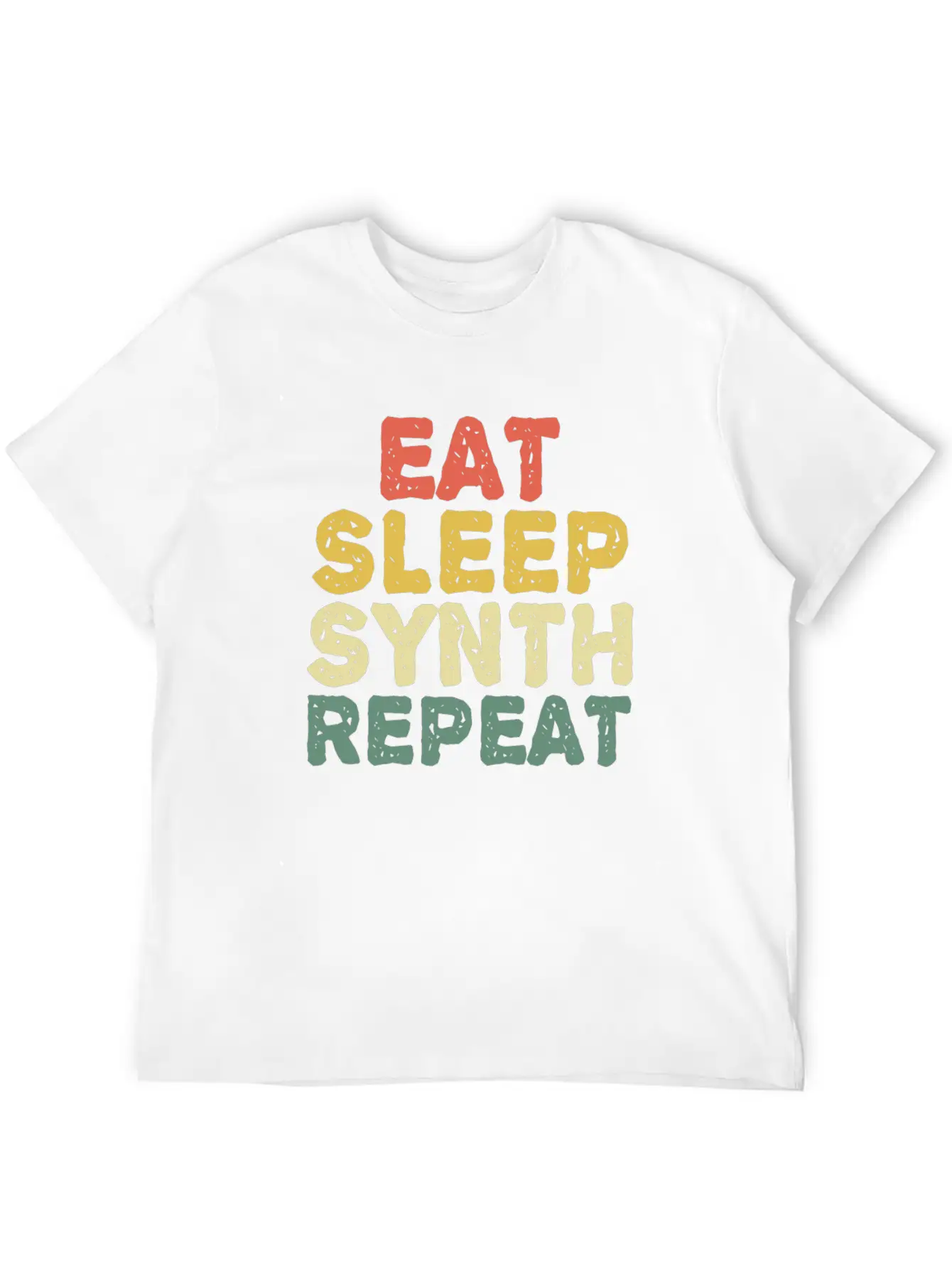 Eat Synth Repeat Synthesizer Musician Keyboard Unisex Short Sleeve Soft Cotton T-Shirt – Casual Everyday Wear