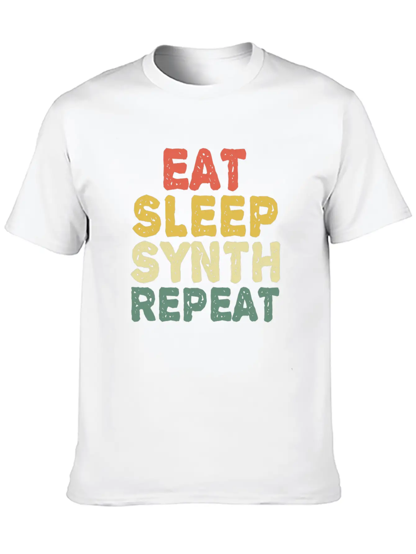 Eat Synth Repeat Synthesizer Musician Keyboard Unisex Short Sleeve Soft Cotton T-Shirt – Casual Everyday Wear