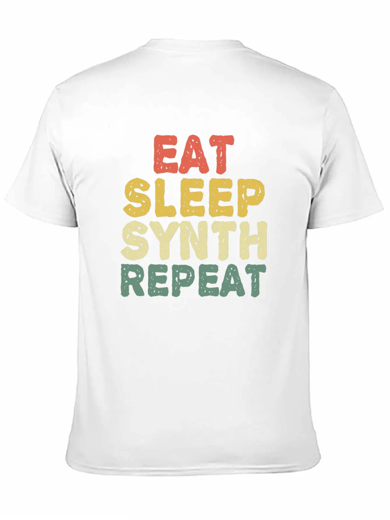 Eat Synth Repeat Synthesizer Musician Keyboard Unisex Short Sleeve Soft Cotton T-Shirt – Casual Everyday Wear