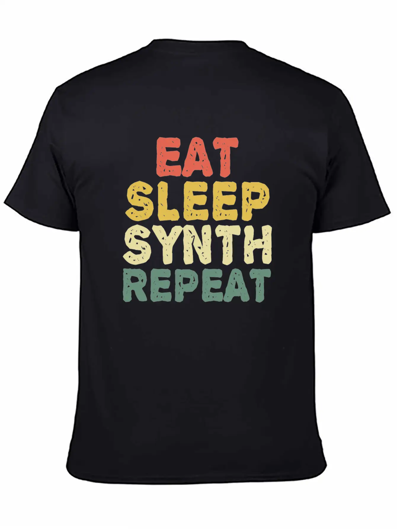 Eat Synth Repeat Synthesizer Musician Keyboard Unisex Short Sleeve Soft Cotton T-Shirt – Casual Everyday Wear