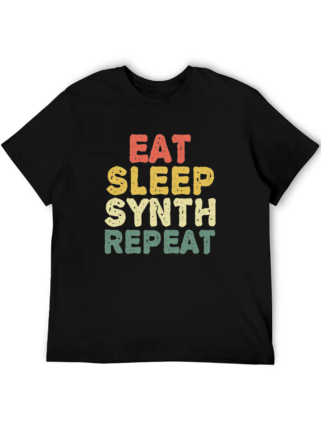 Eat Synth Repeat Synthesizer Musician Keyboard Unisex Short Sleeve Soft Cotton T-Shirt – Casual Everyday Wear