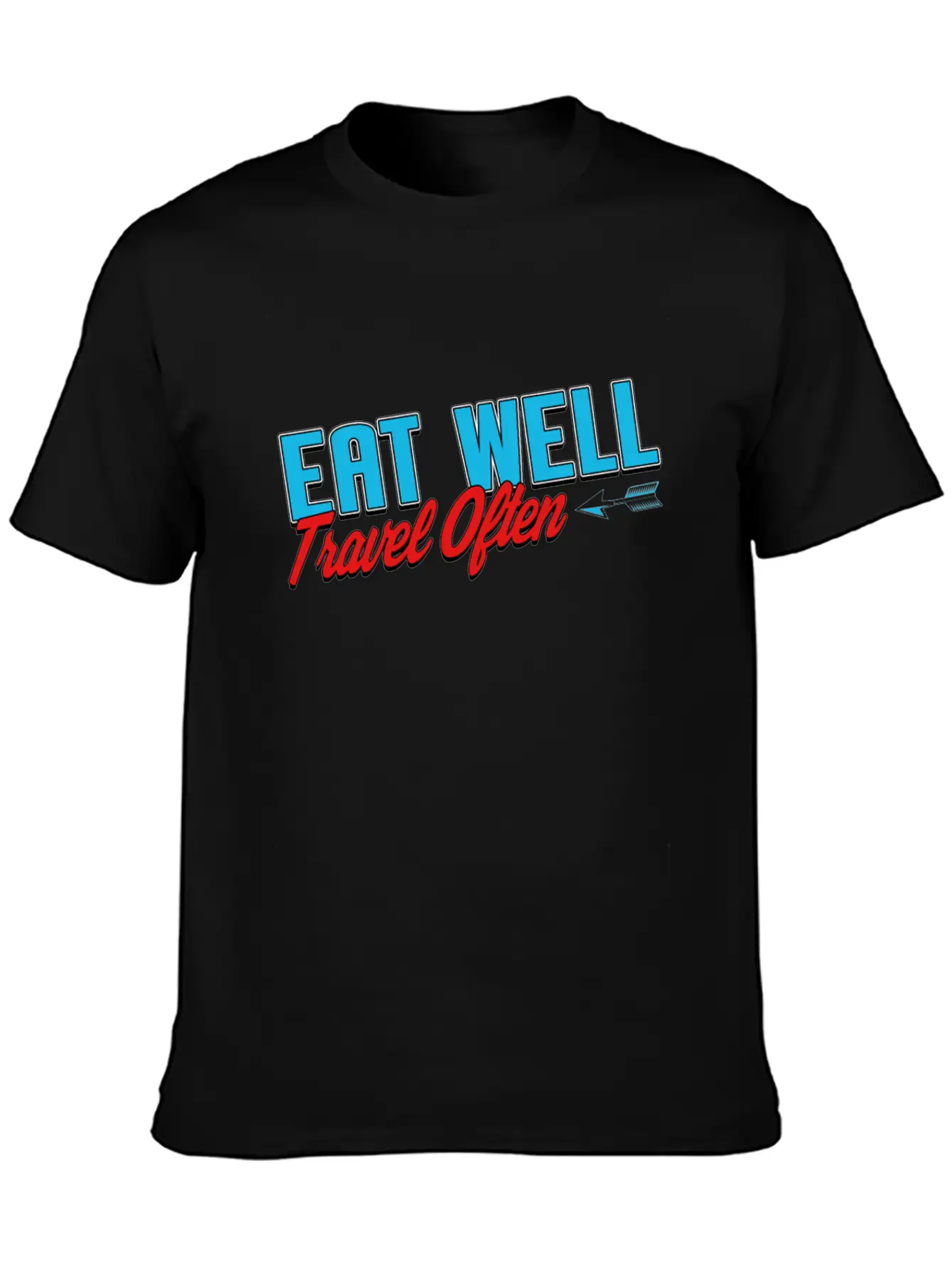 Eat Well Travel Often Unisex Short Sleeve Soft Cotton T-Shirt – Casual Everyday Wear