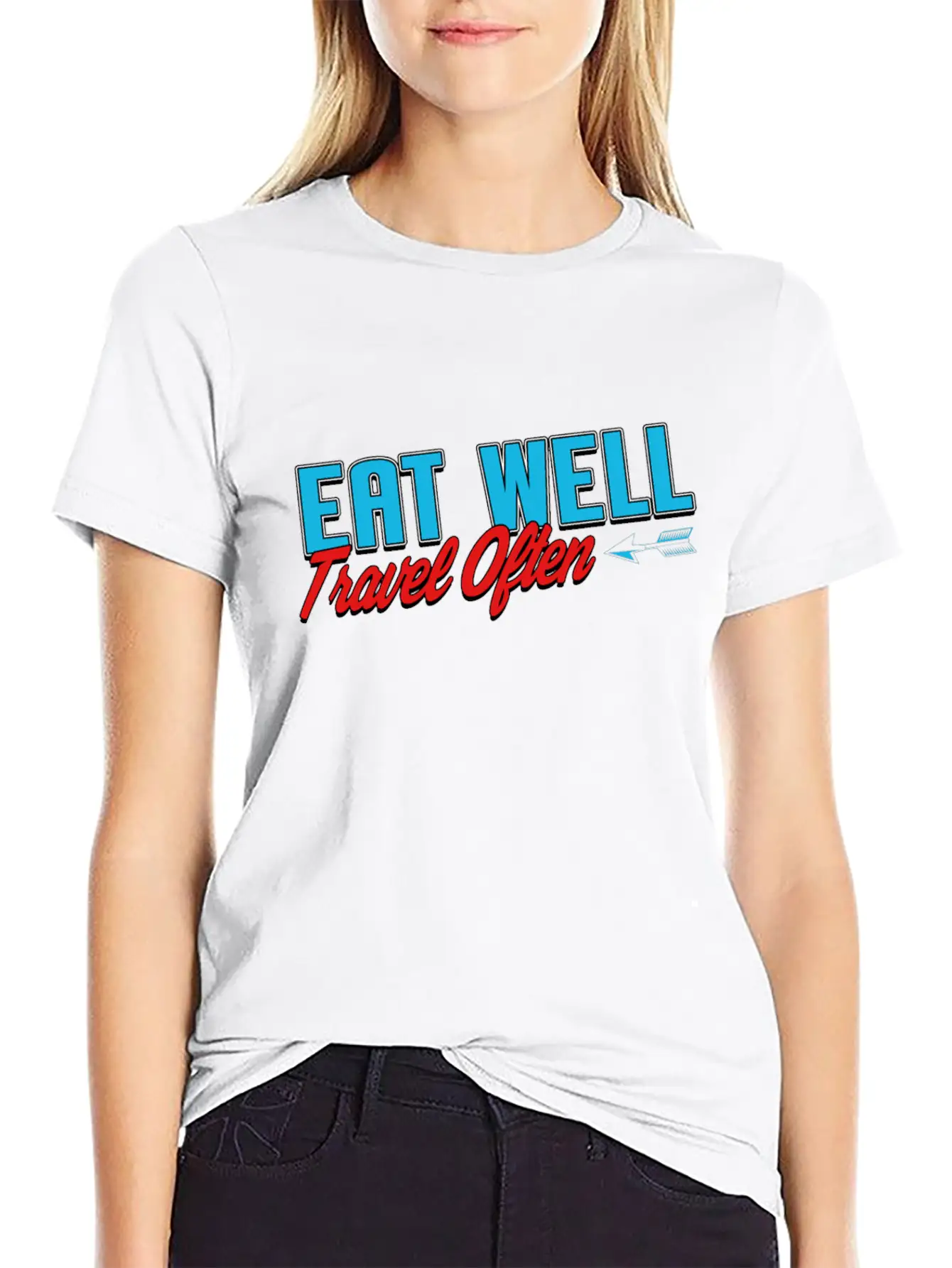Eat Well Travel Often Unisex Short Sleeve Soft Cotton T-Shirt – Casual Everyday Wear