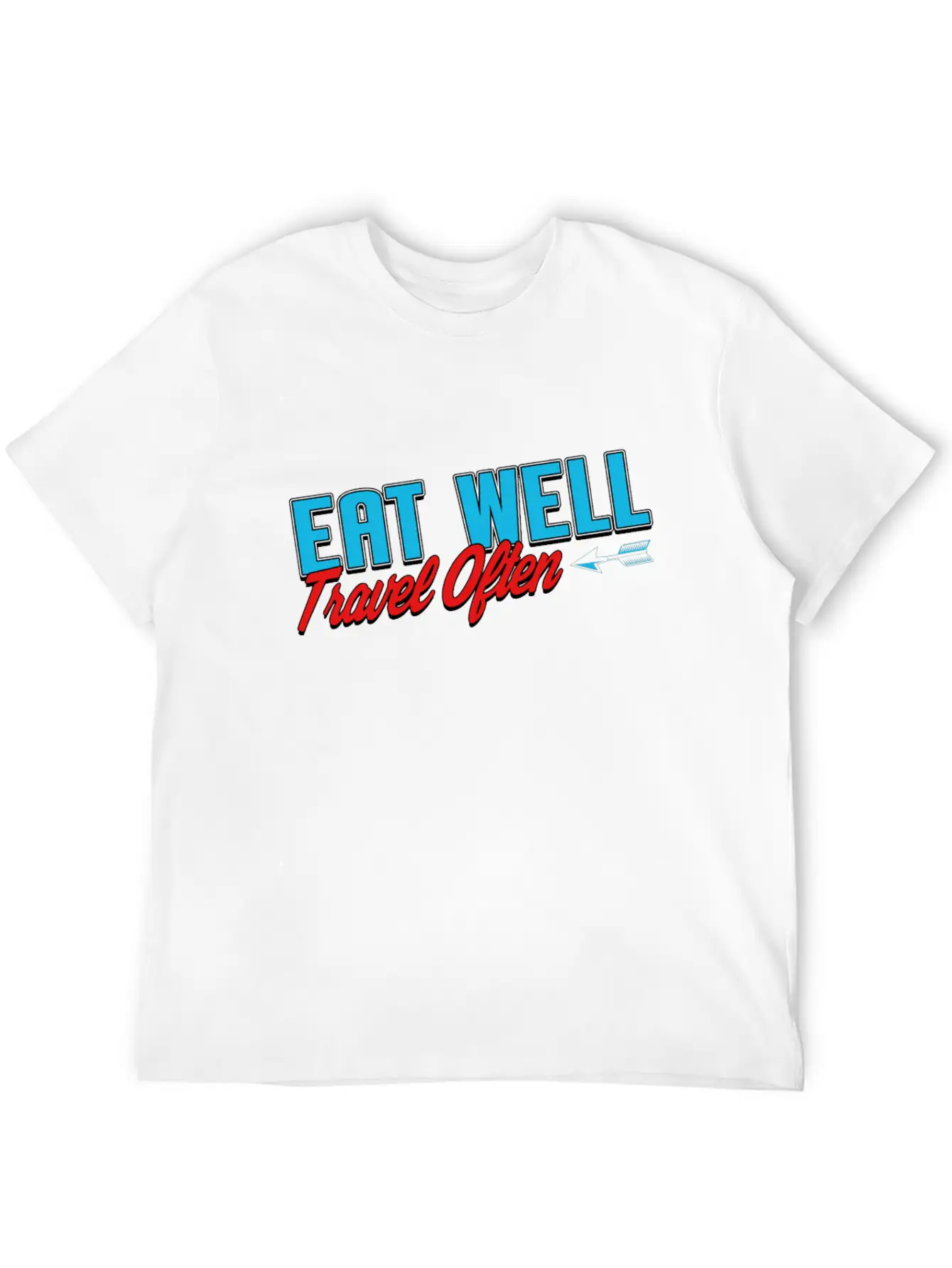 Eat Well Travel Often Unisex Short Sleeve Soft Cotton T-Shirt – Casual Everyday Wear