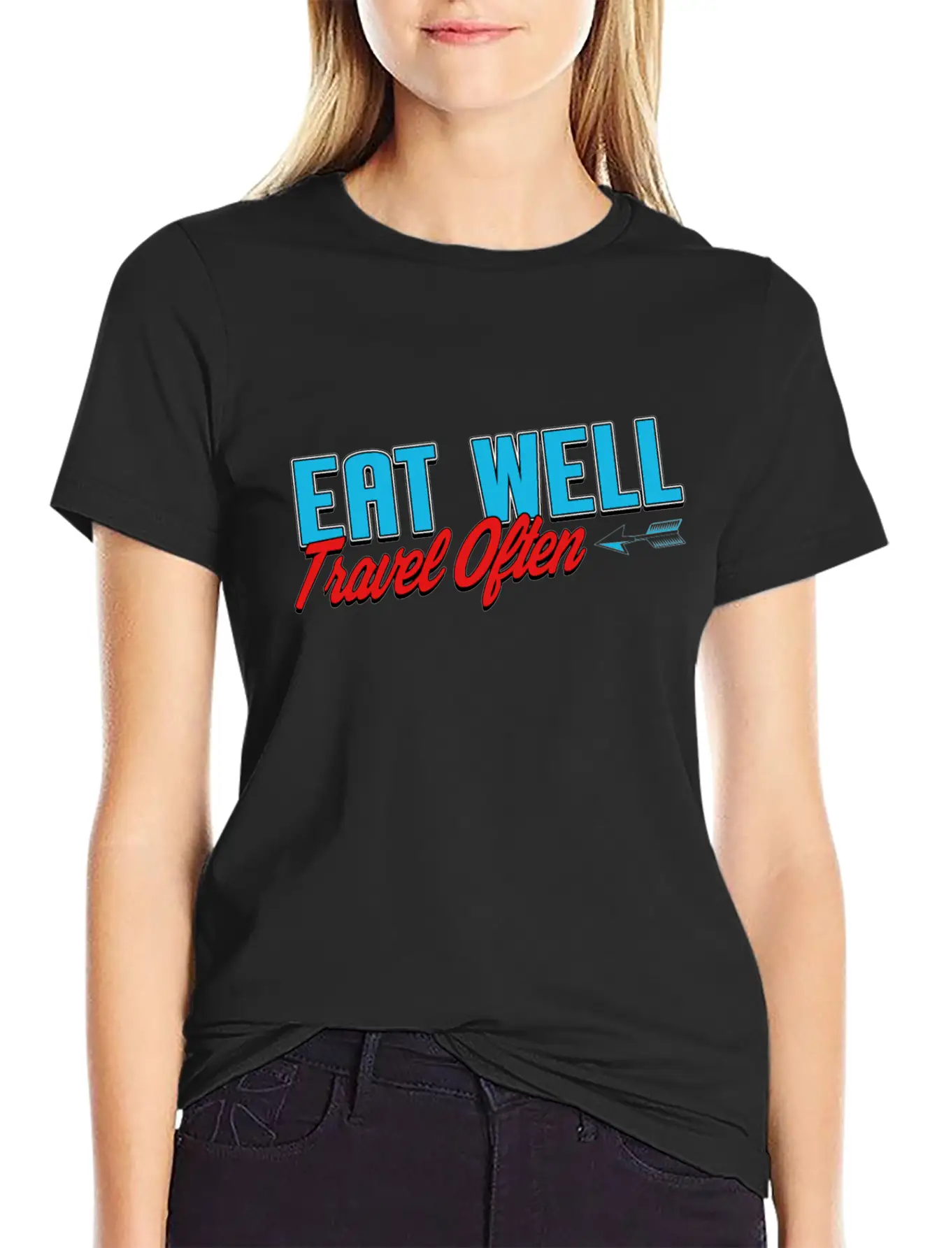 Eat Well Travel Often Unisex Short Sleeve Soft Cotton T-Shirt – Casual Everyday Wear