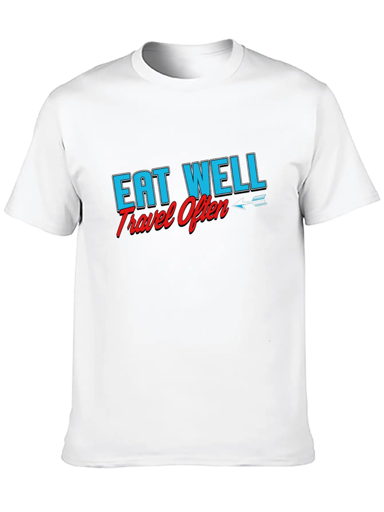 Eat Well Travel Often Unisex Short Sleeve Soft Cotton T-Shirt – Casual Everyday Wear