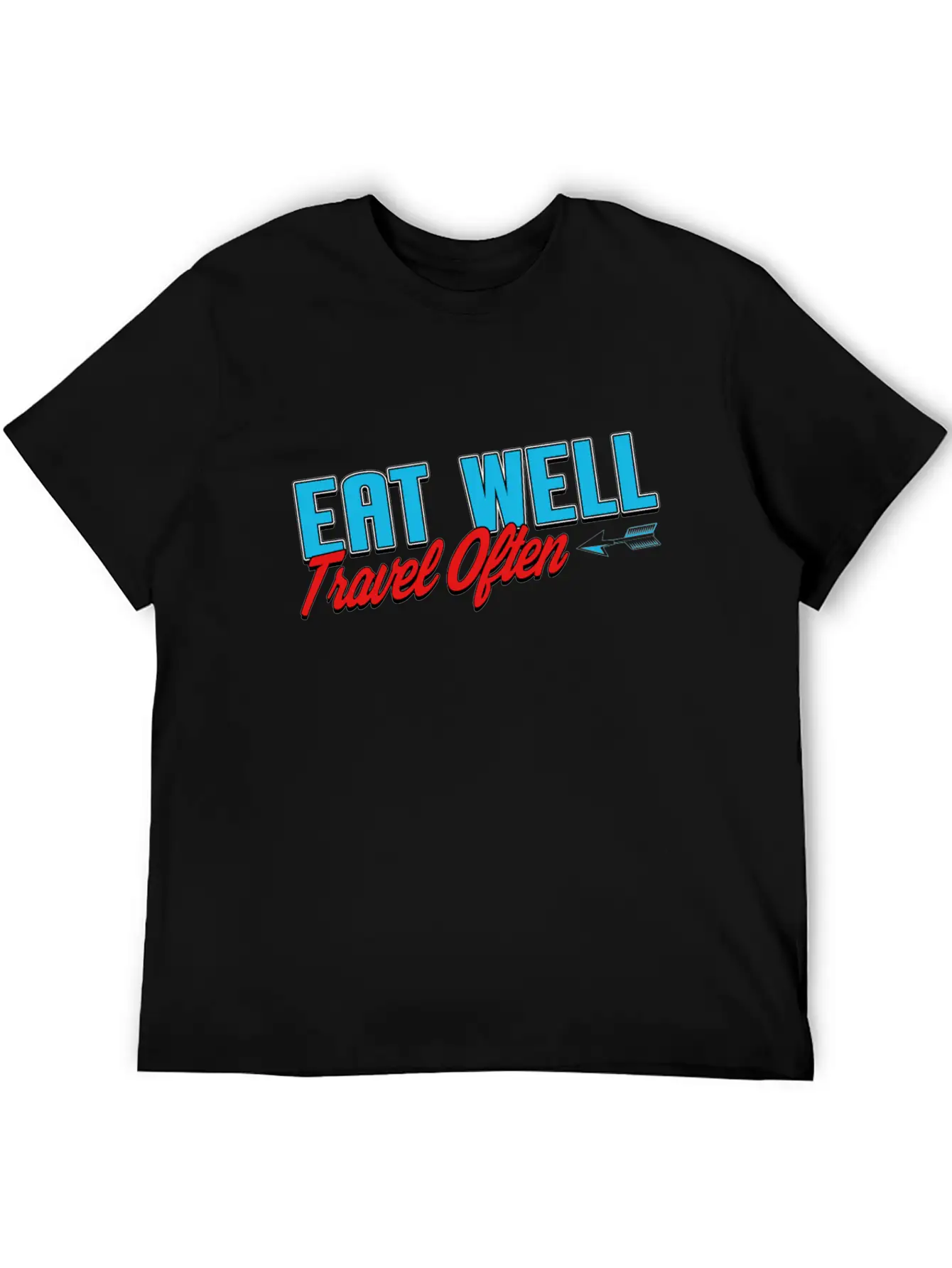 Eat Well Travel Often Unisex Short Sleeve Soft Cotton T-Shirt – Casual Everyday Wear