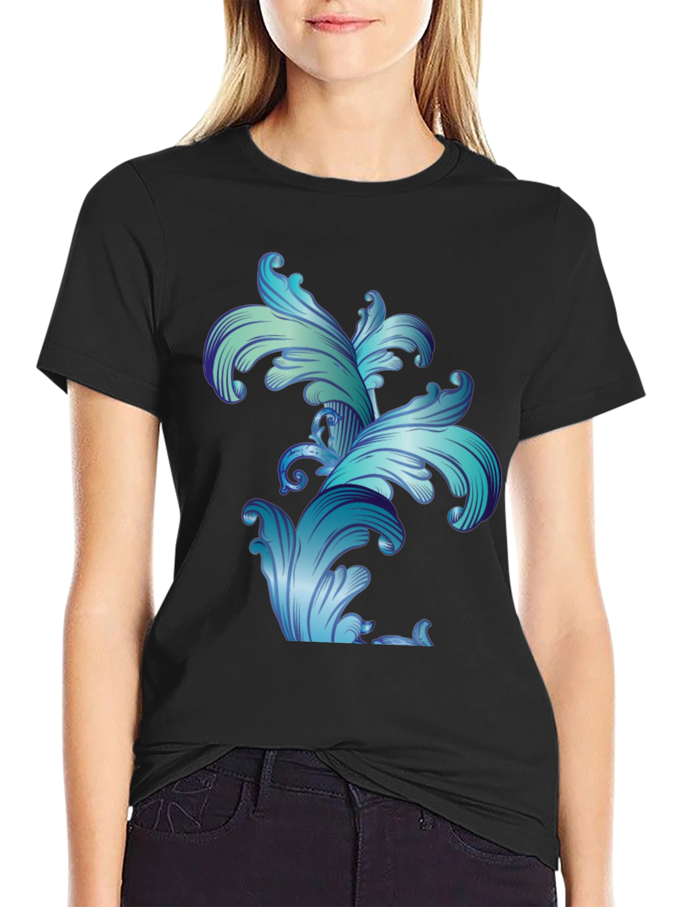 Baroque Flourish Graphic Black T-Shirt